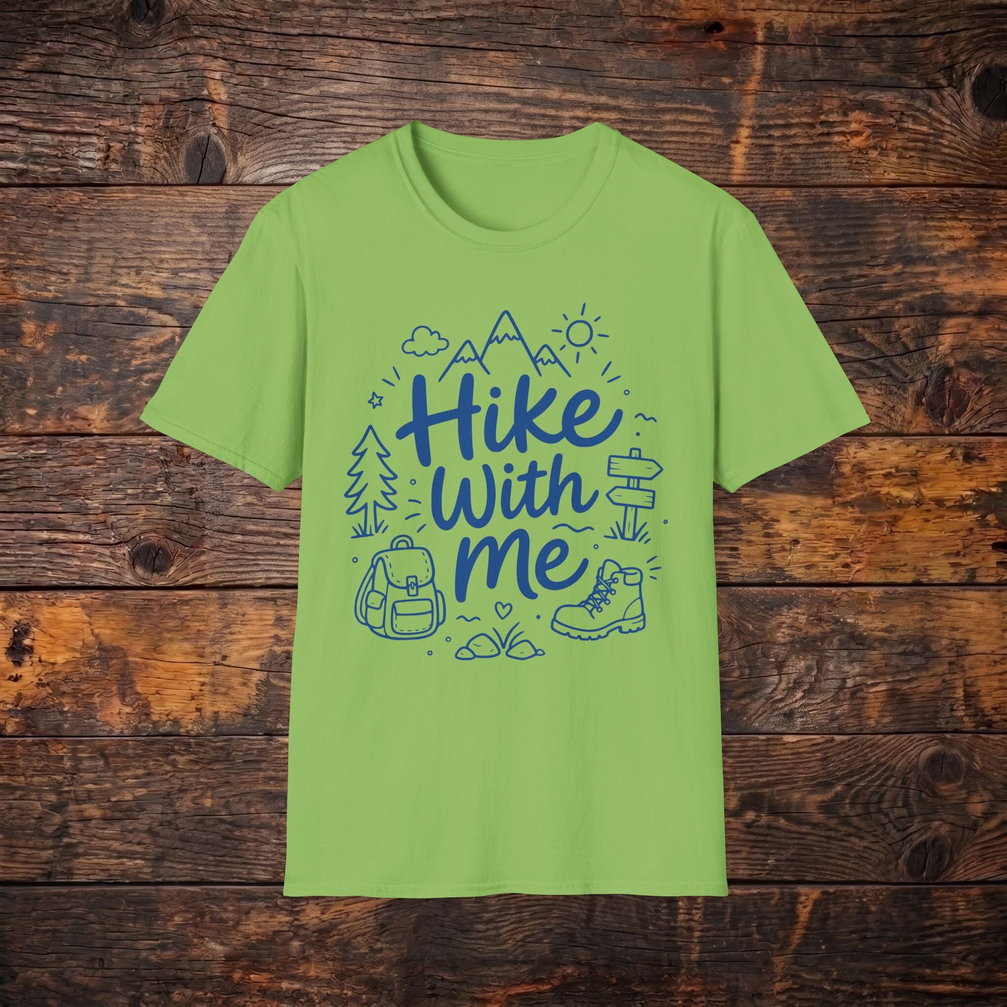Hike With Me T‑Shirt — Outdoor Hiking Graphic Tee for Trail Lovers