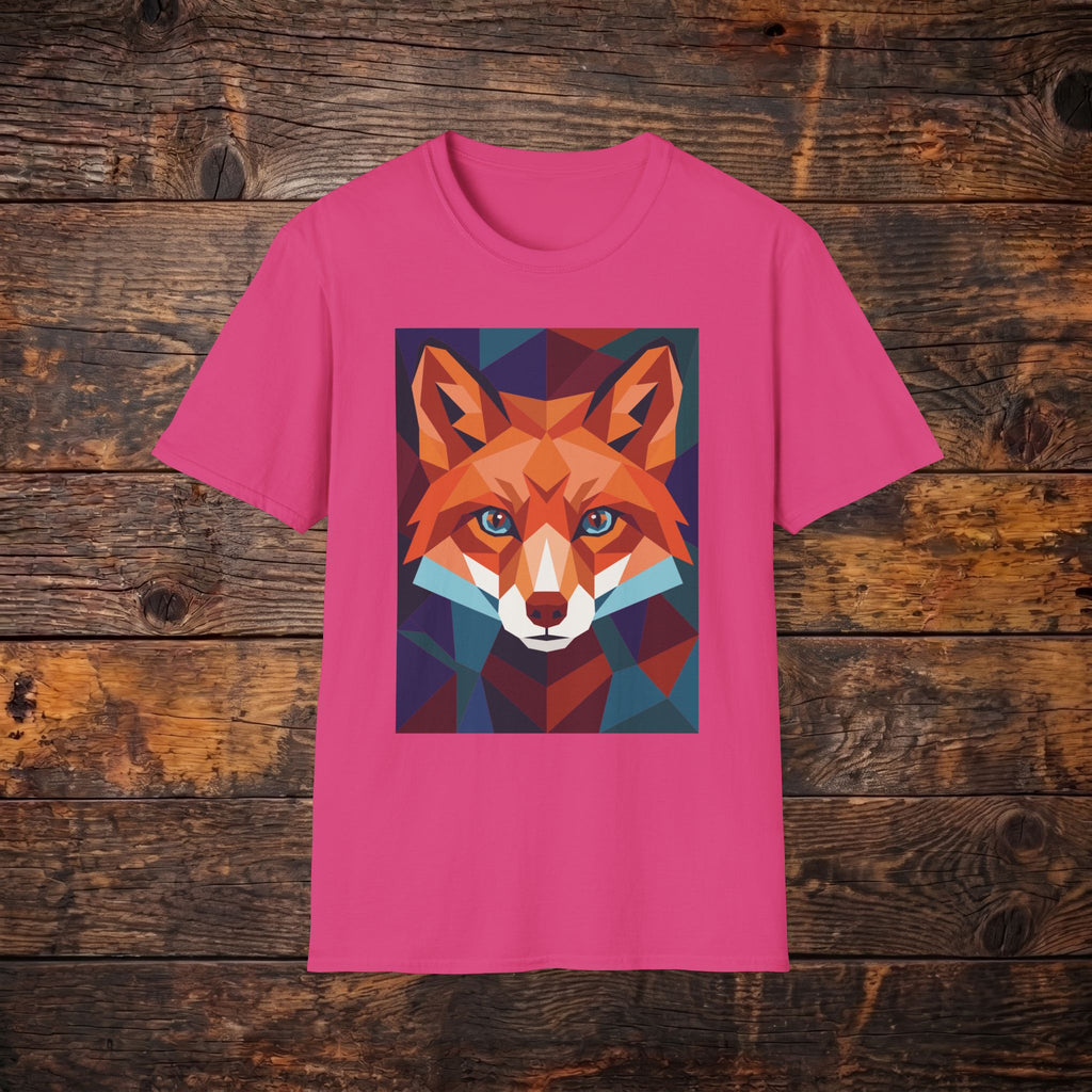Geometric Fox Graphic T-Shirt — Colorful Polygon Fox Face Tee