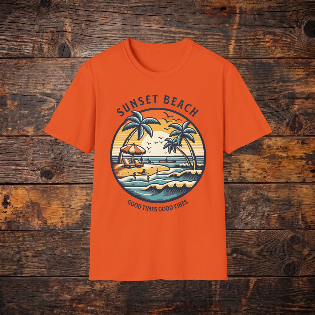 Sunset Beach T-Shirt — Retro Palm Beach Graphic Tee