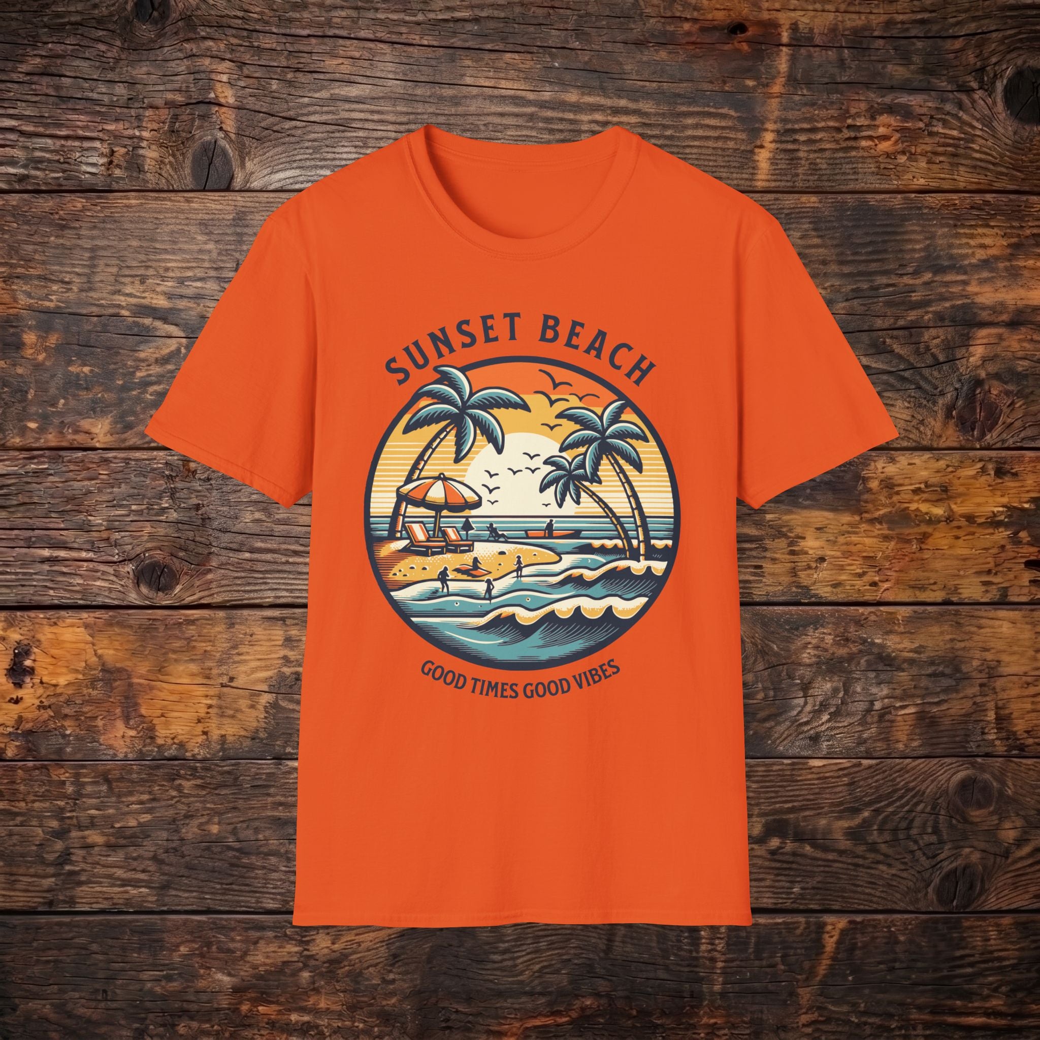 Sunset Beach T-Shirt — Retro Palm Beach Graphic Tee