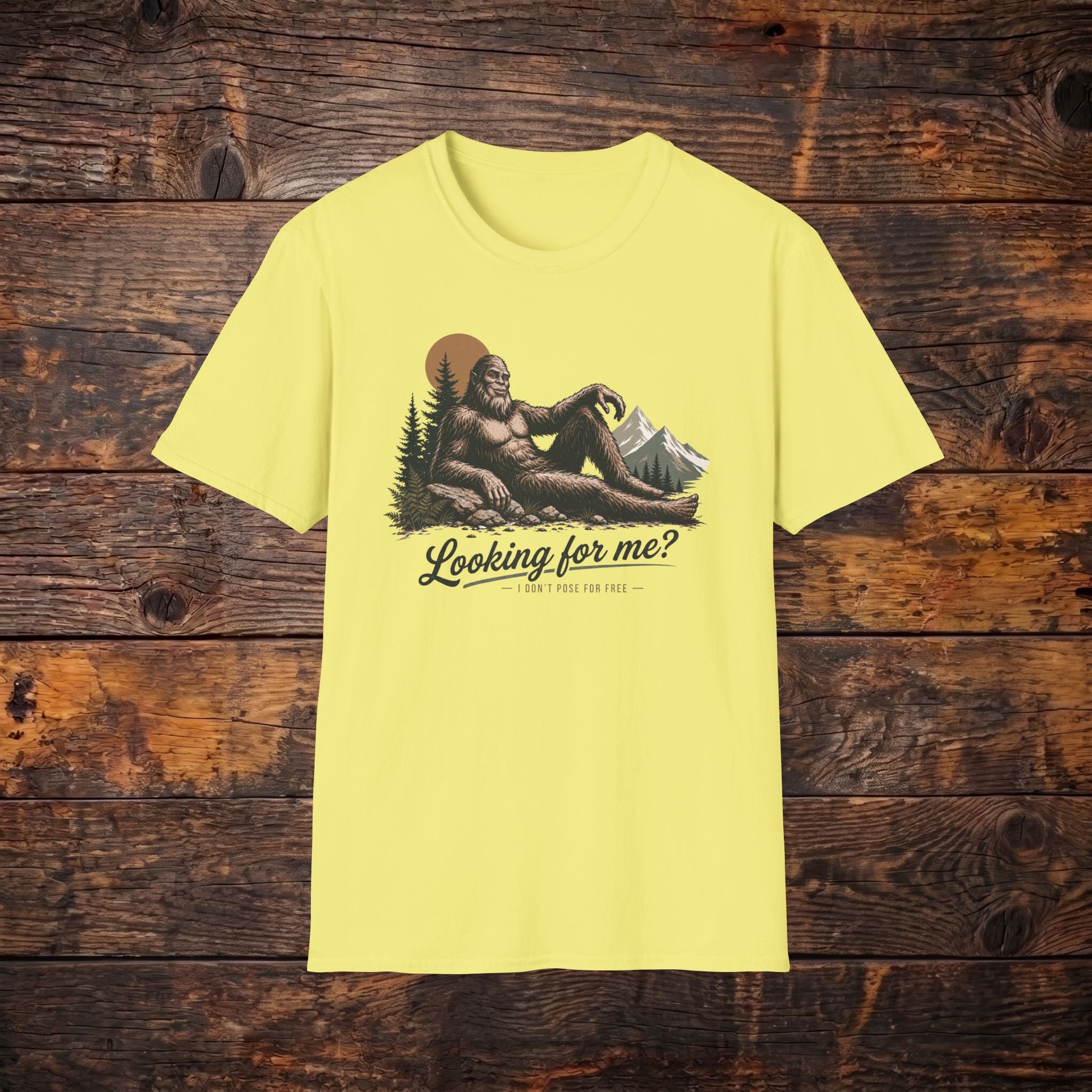 Bigfoot Graphic T-Shirt — 'Looking for Me?' Retro Mountain Sasquatch Tee