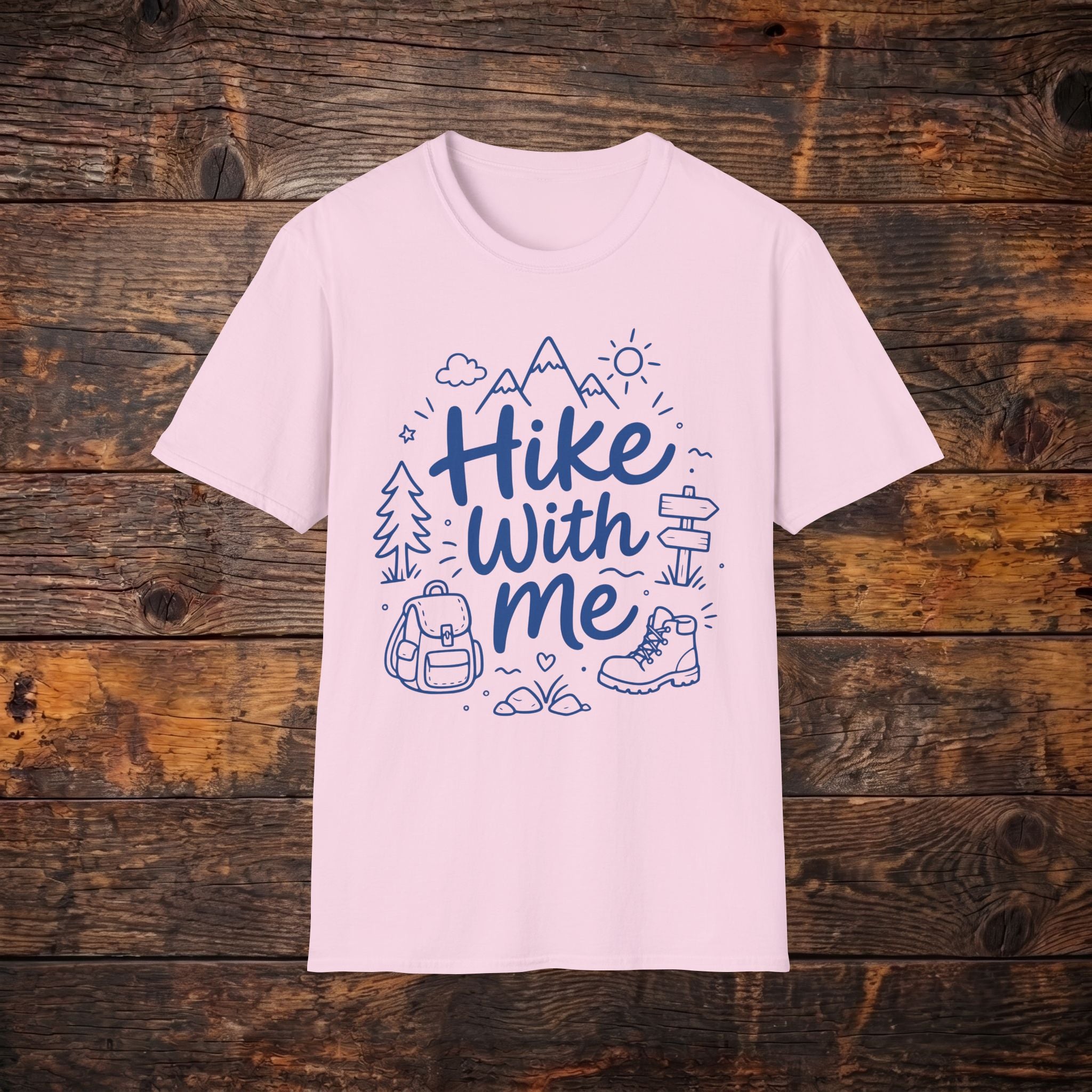 Hike With Me T‑Shirt — Outdoor Hiking Graphic Tee for Trail Lovers
