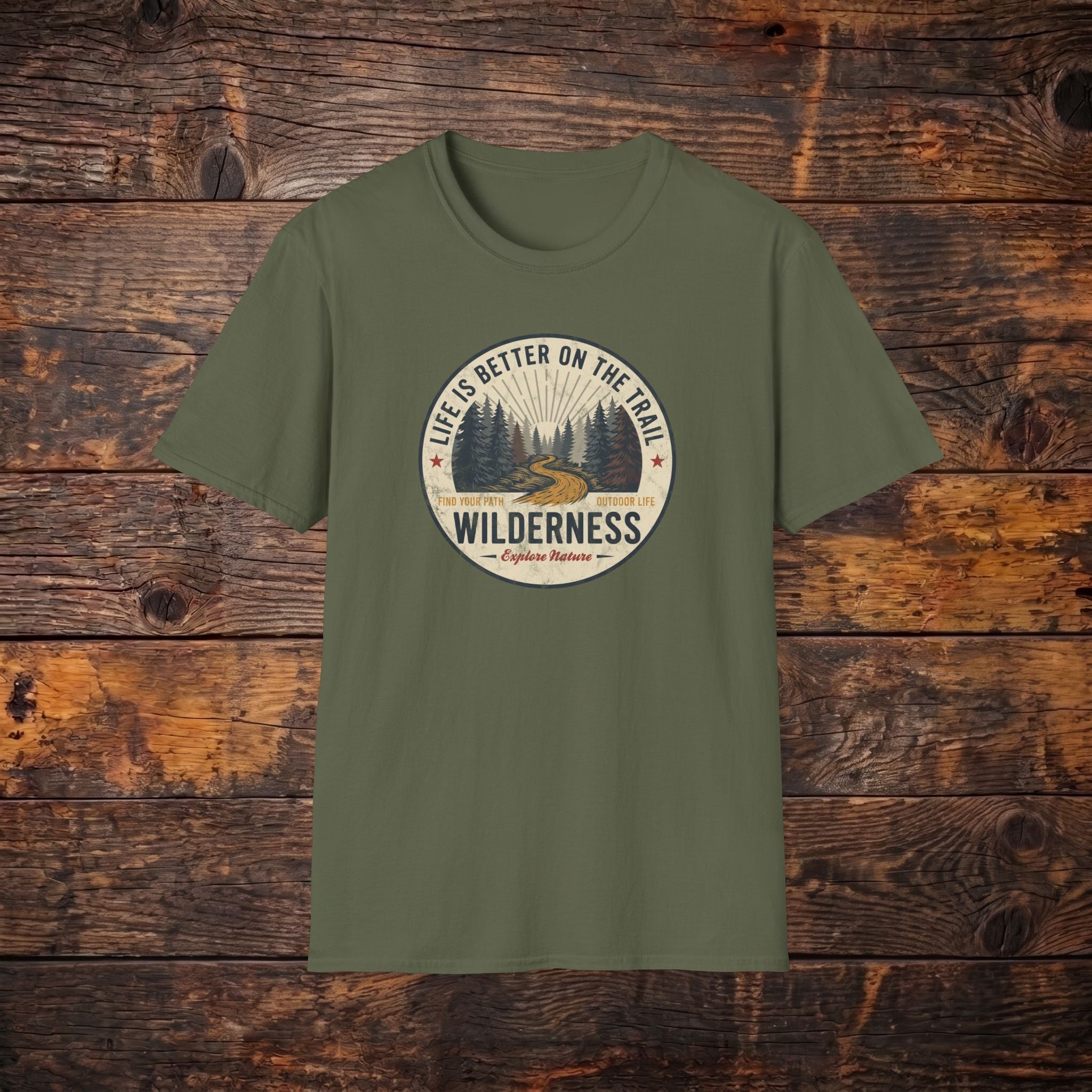 Wilderness Trail T-Shirt — "Life Is Better On The Trail" Vintage Outdoor Tee