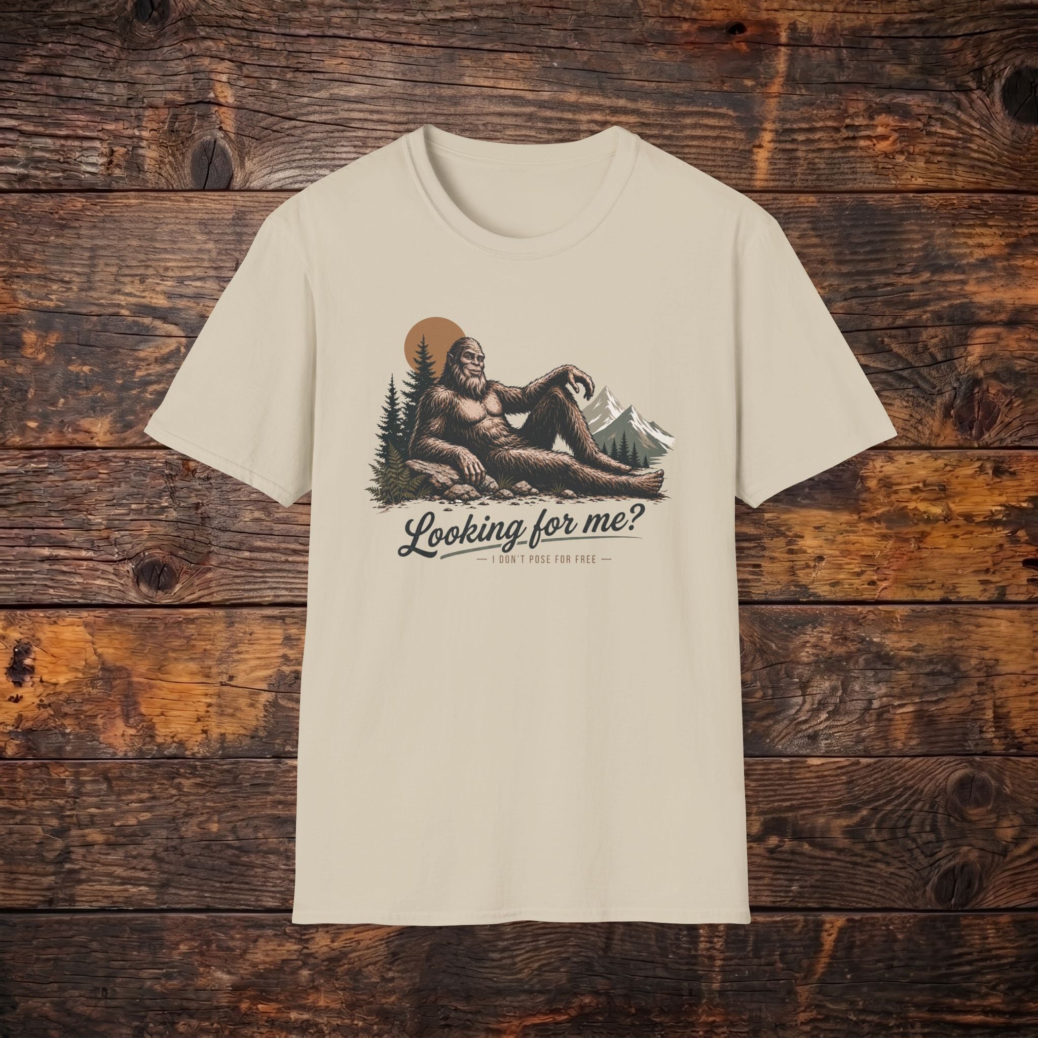 Bigfoot Graphic T-Shirt — 'Looking for Me?' Retro Mountain Sasquatch Tee