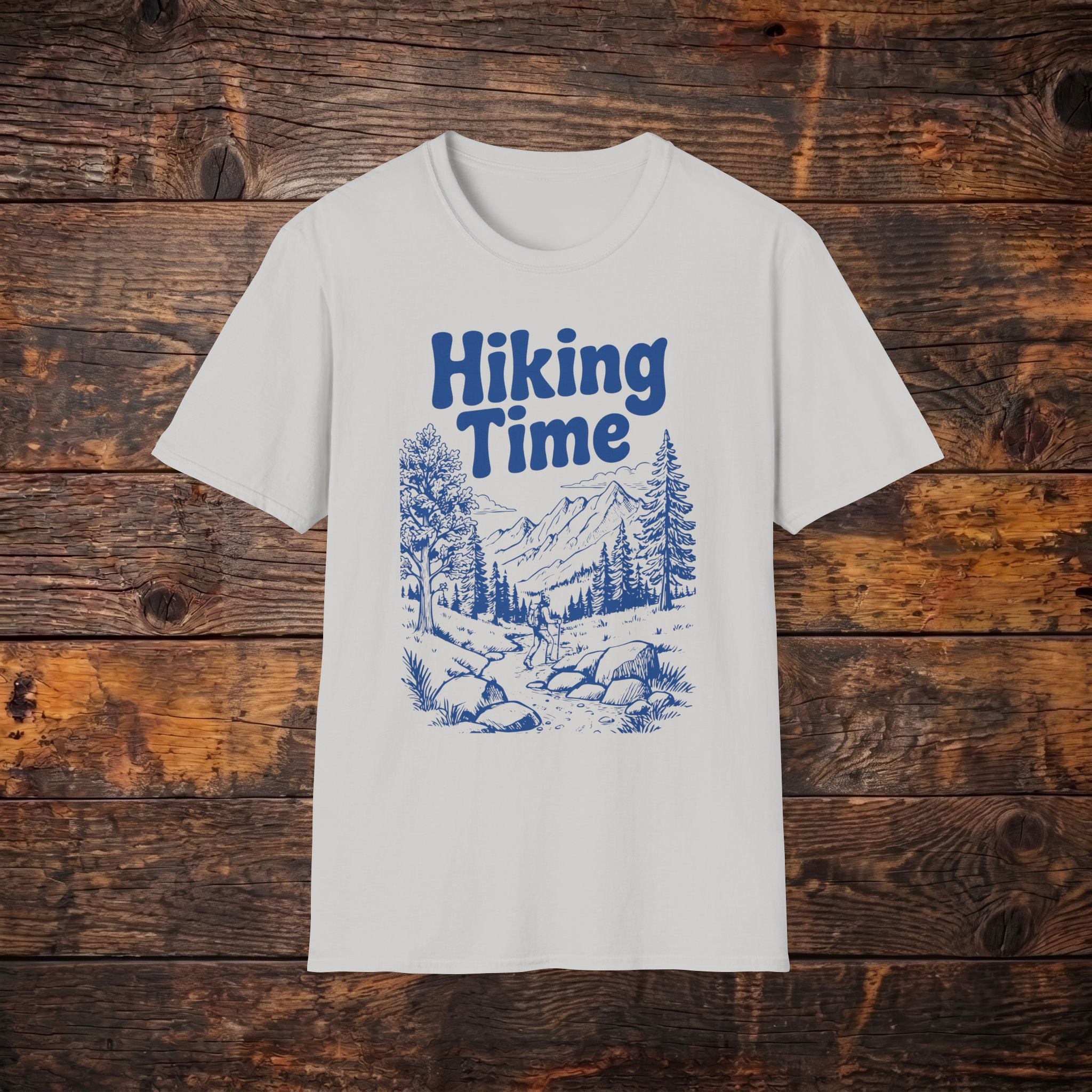 Hiking Time T‑Shirt — Retro Outdoor Mountains & Pines Tee