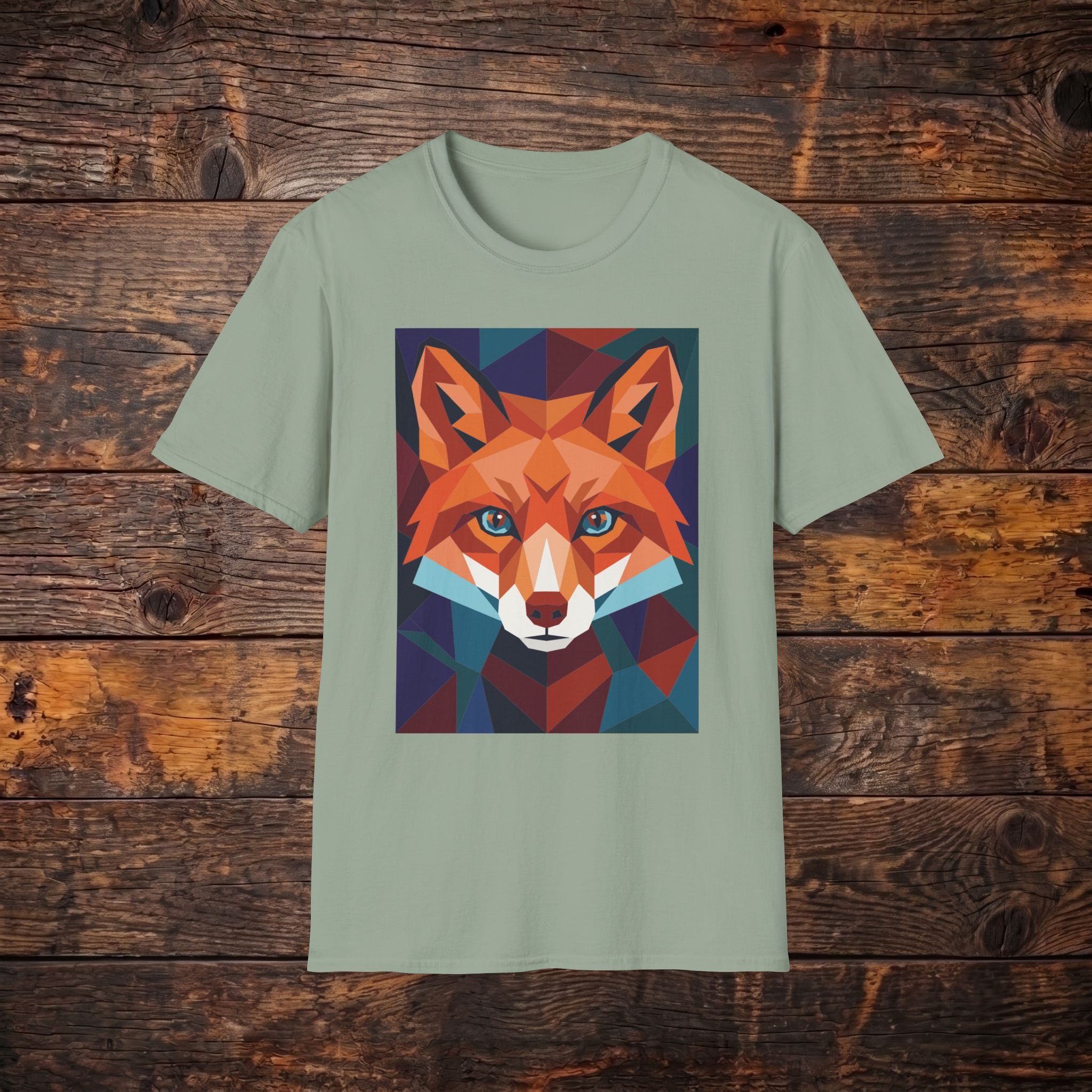 Geometric Fox Graphic T-Shirt — Colorful Polygon Fox Face Tee