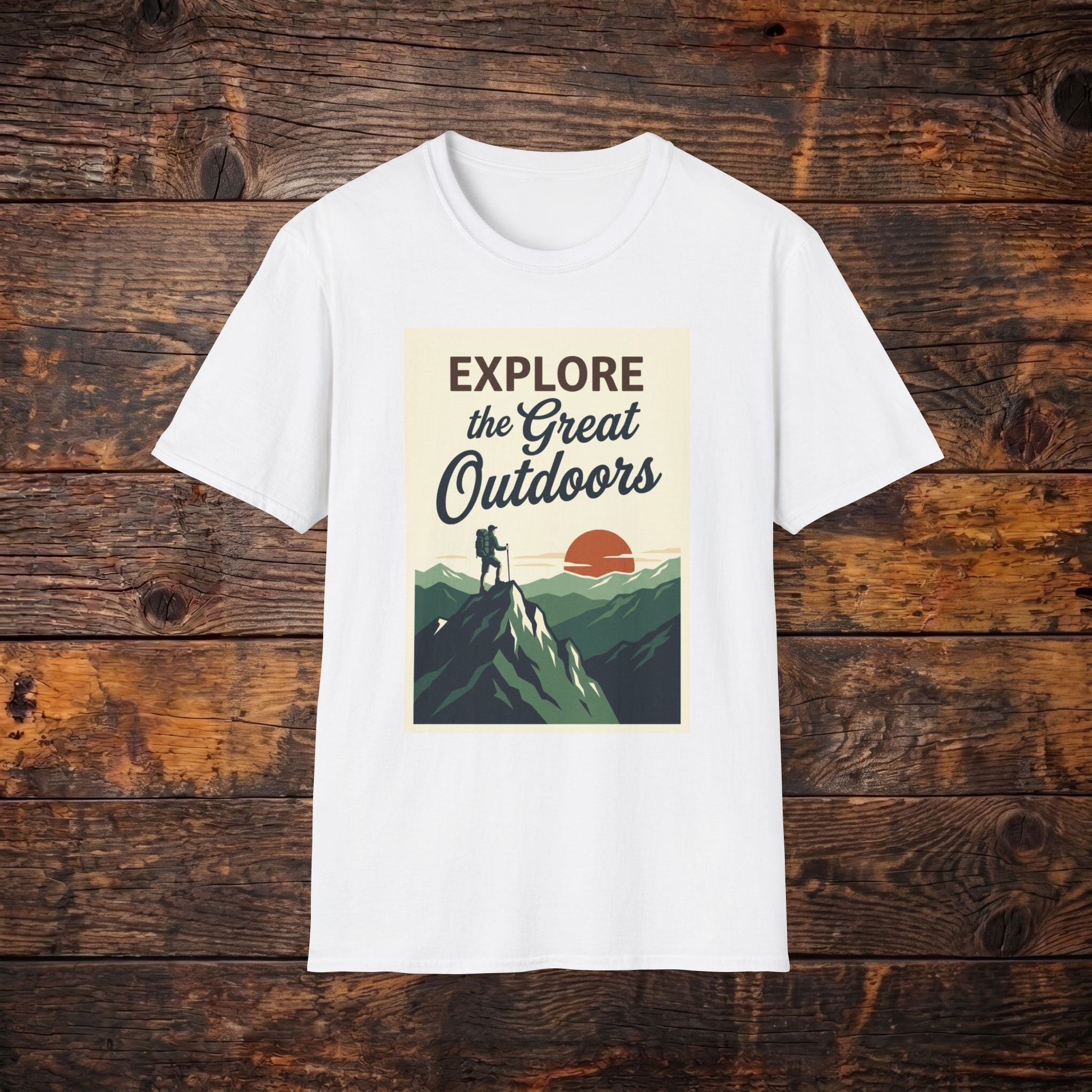 Explore the Great Outdoors T-Shirt — Vintage Mountain Adventure Tee