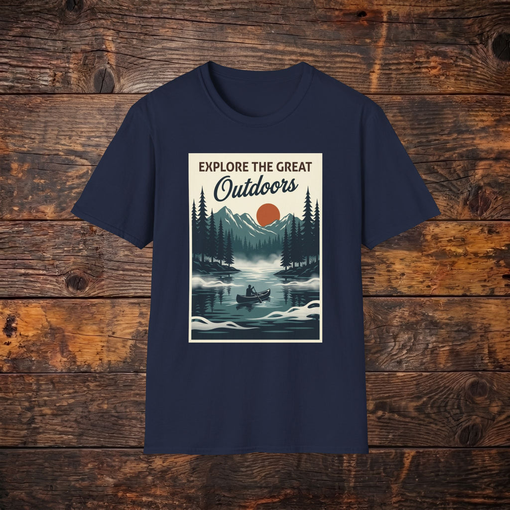 Explore The Great Outdoors T-Shirt — Vintage Mountain Camping Tee