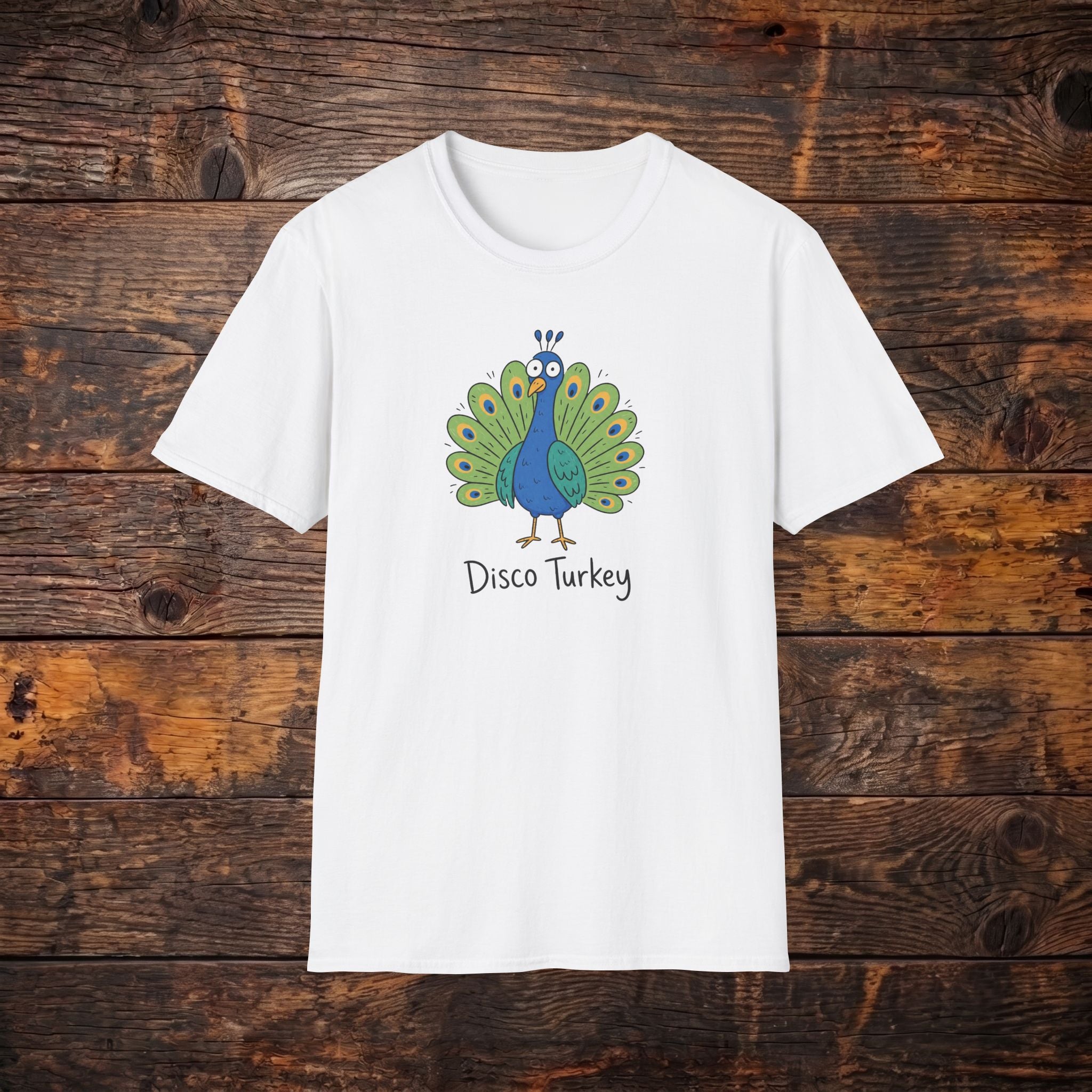 Disco Turkey T-Shirt — Funny Peacock Illustration Tee