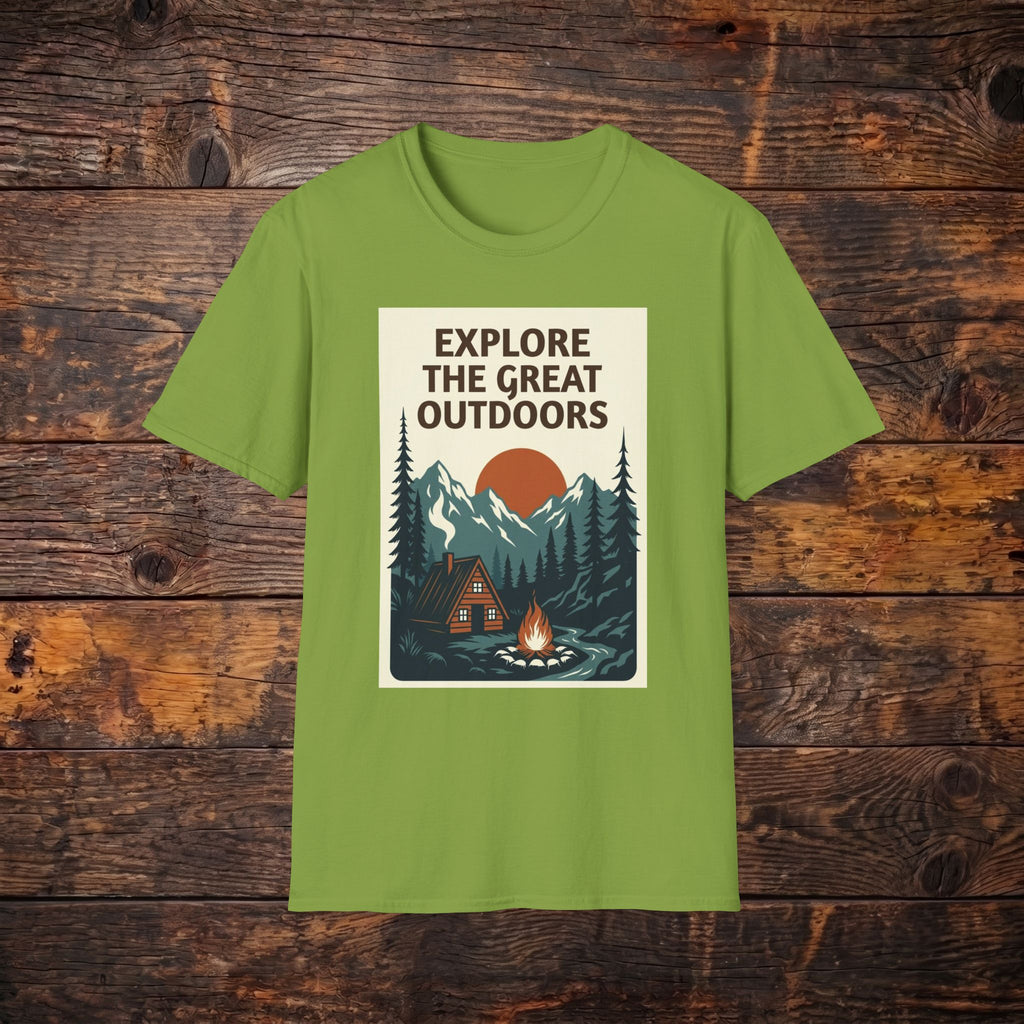 Explore The Great Outdoors T-Shirt — Vintage Mountain Camping Tee
