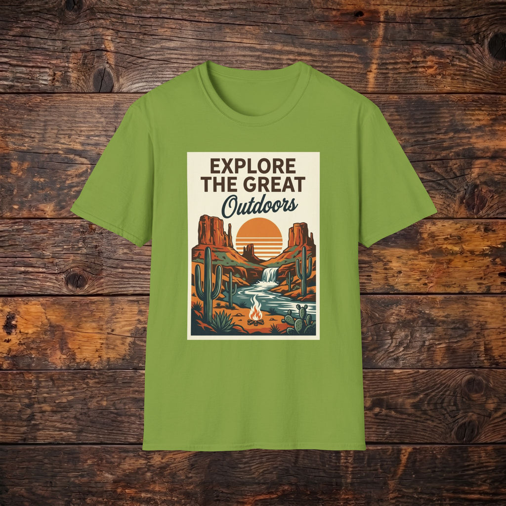 Explore The Great Outdoors T-Shirt — Retro Desert Adventure Tee