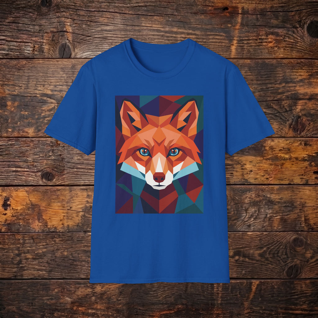 Geometric Fox Graphic T-Shirt — Colorful Polygon Fox Face Tee