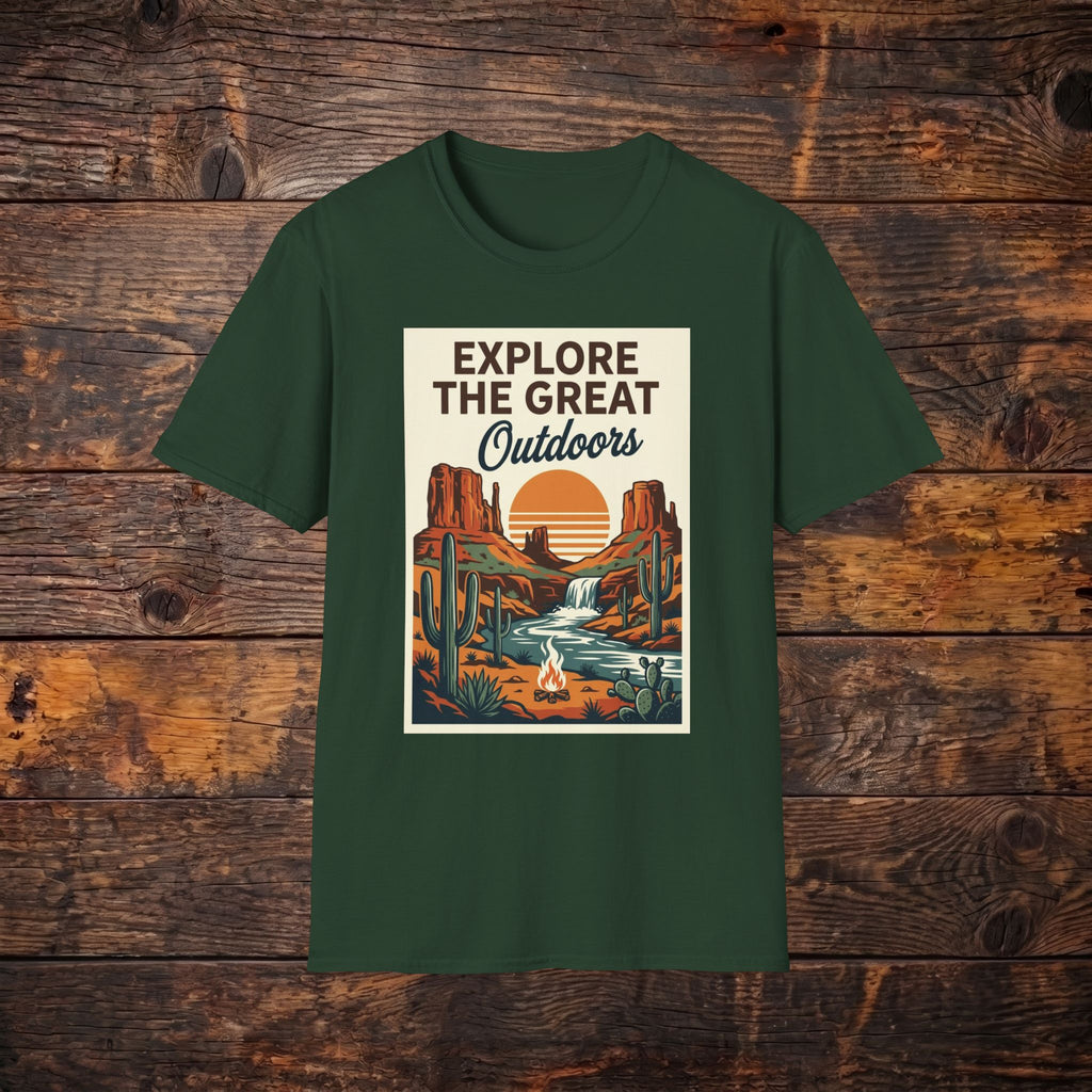 Explore The Great Outdoors T-Shirt — Retro Desert Adventure Tee