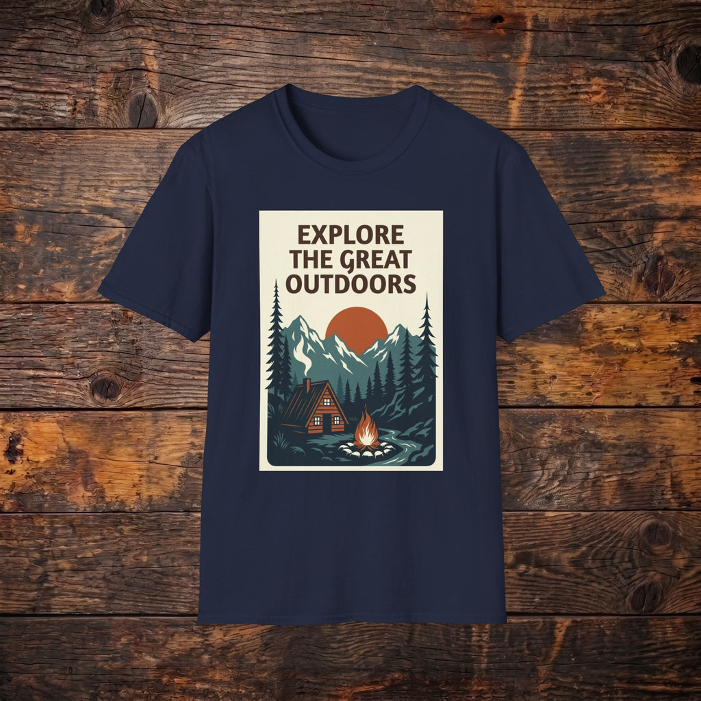 Explore The Great Outdoors T-Shirt — Vintage Mountain Camping Tee