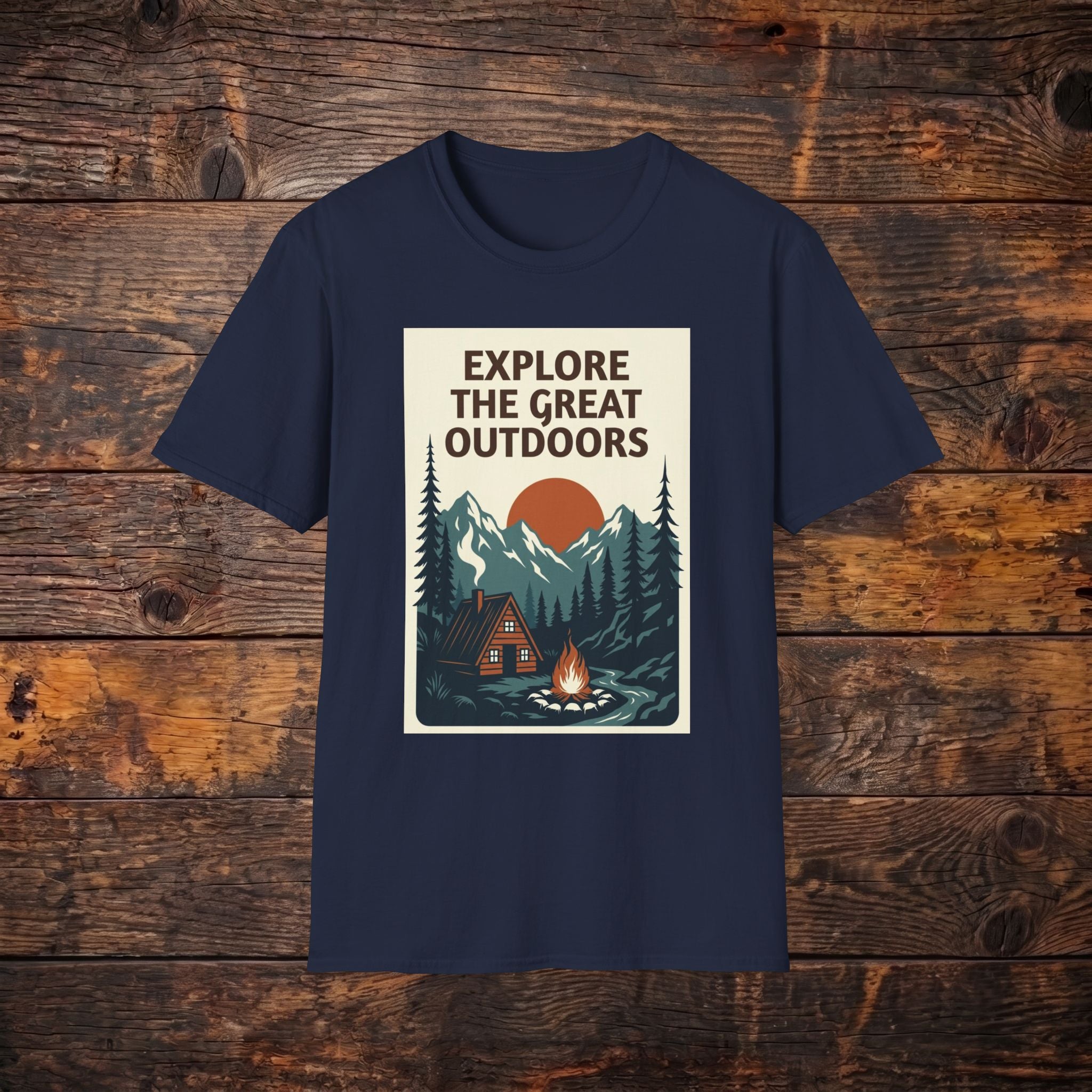 Explore The Great Outdoors T-Shirt — Vintage Mountain Camping Tee