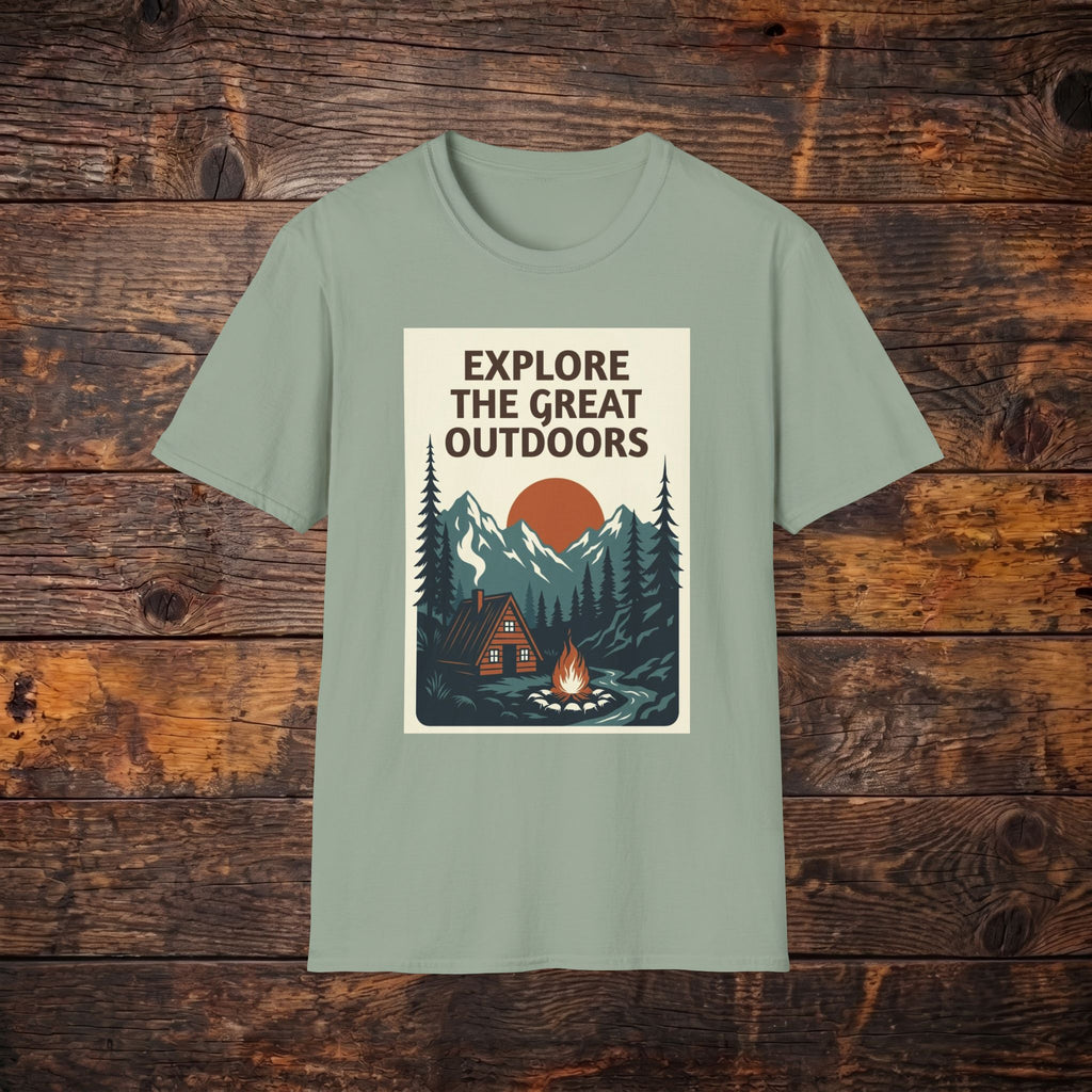 Explore The Great Outdoors T-Shirt — Vintage Mountain Camping Tee