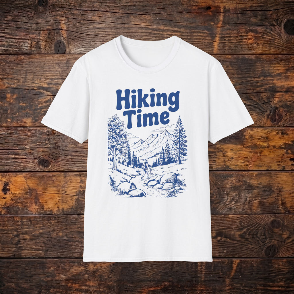 Hiking Time T‑Shirt — Retro Outdoor Mountains & Pines Tee