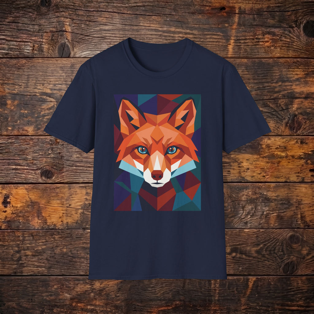 Geometric Fox Graphic T-Shirt — Colorful Polygon Fox Face Tee