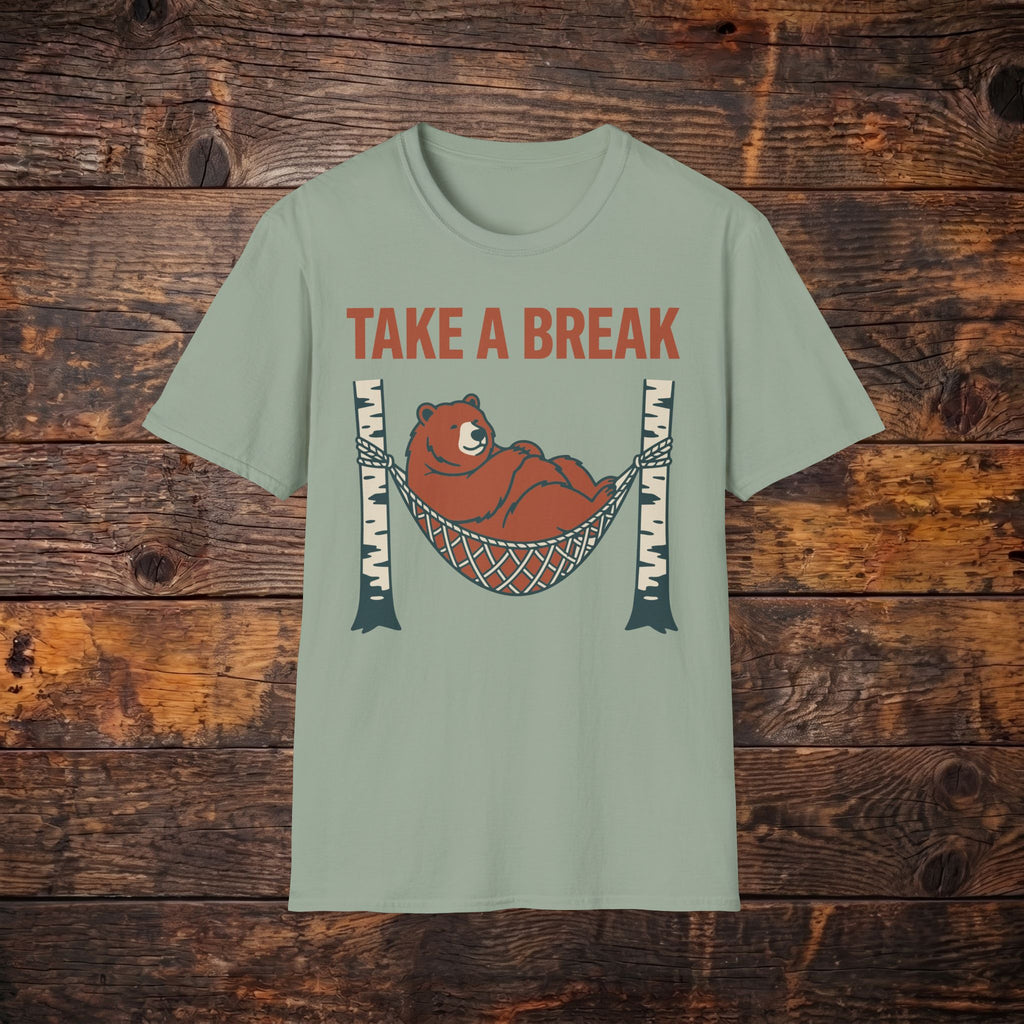Take A Break Bear T-Shirt — Relaxing Hammock Graphic Tee