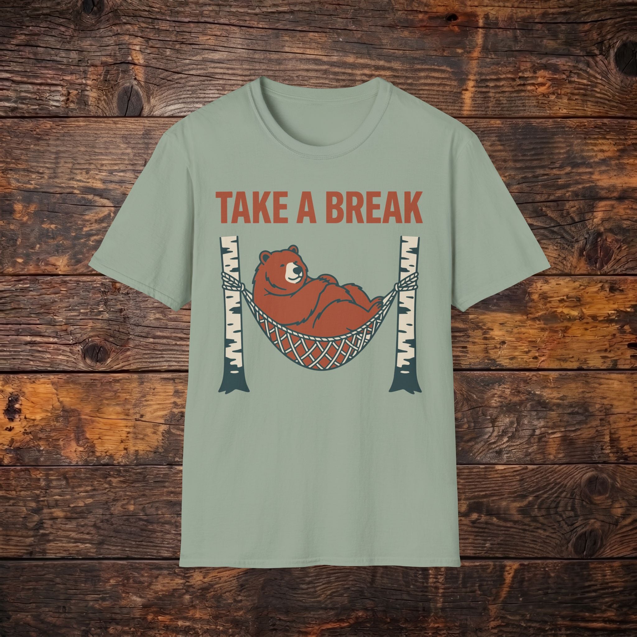 Take A Break Bear T-Shirt — Relaxing Hammock Graphic Tee