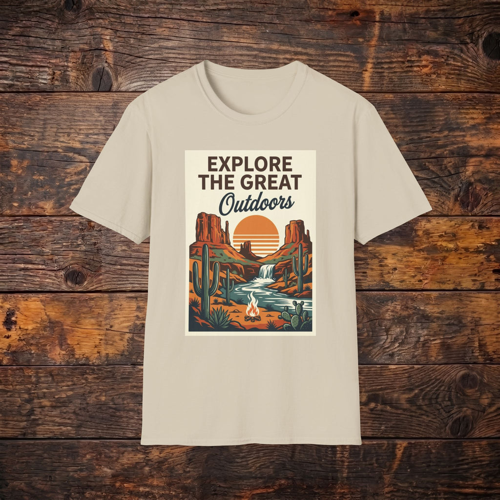 Explore The Great Outdoors T-Shirt — Retro Desert Adventure Tee