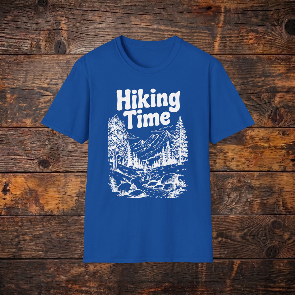 Hiking Time T‑Shirt — Retro Outdoor Mountains & Pines Tee