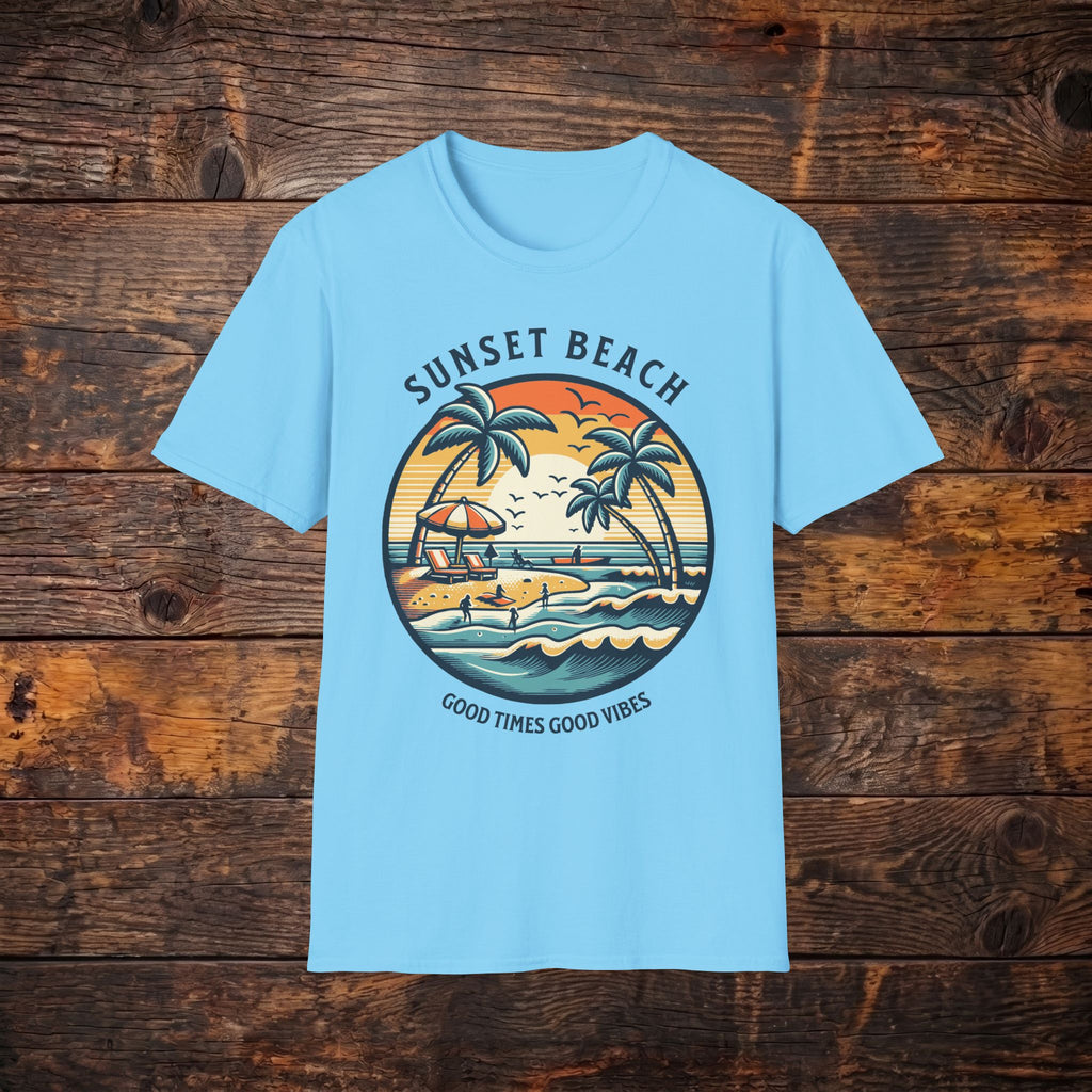 Sunset Beach T-Shirt — Retro Palm Beach Graphic Tee