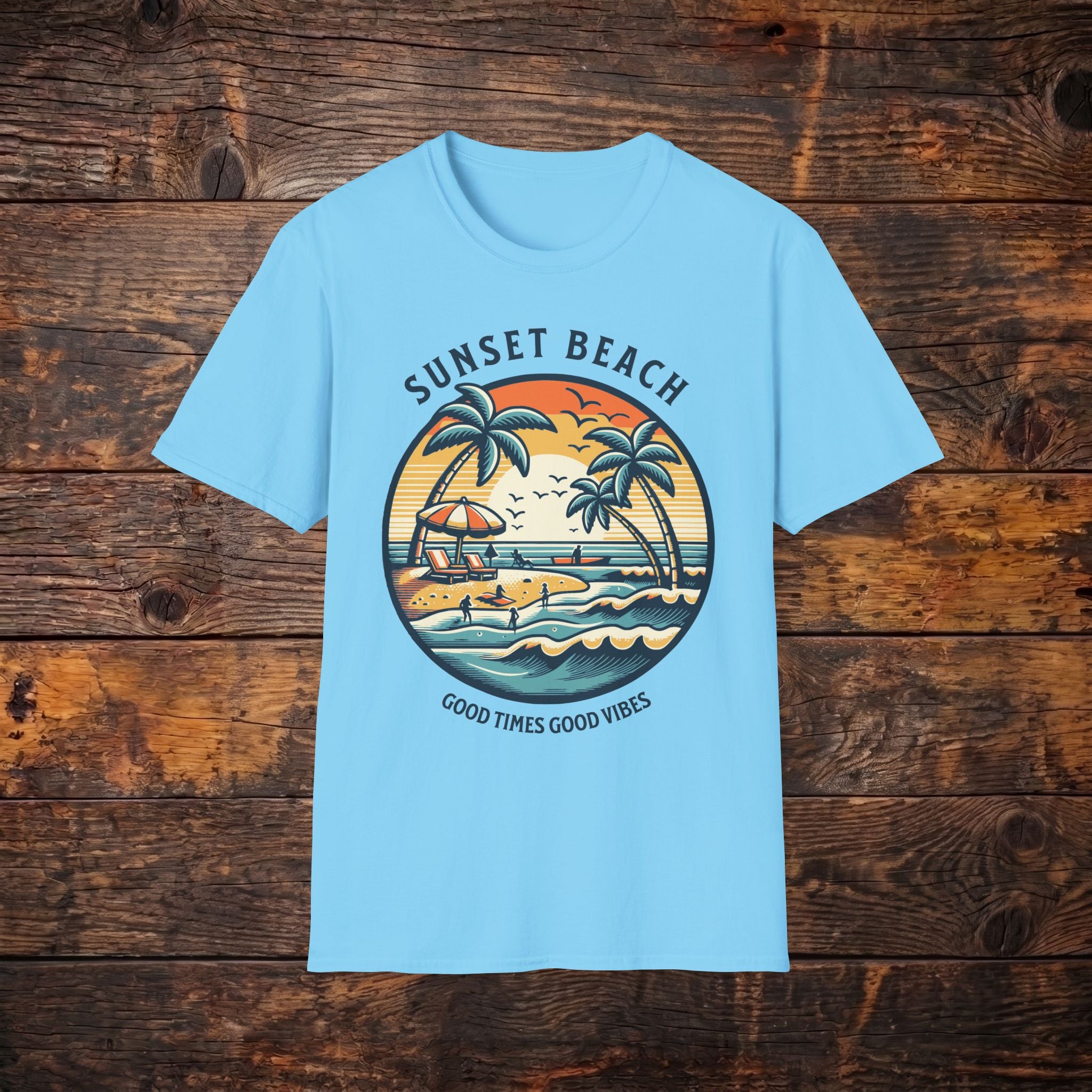 Sunset Beach T-Shirt — Retro Palm Beach Graphic Tee