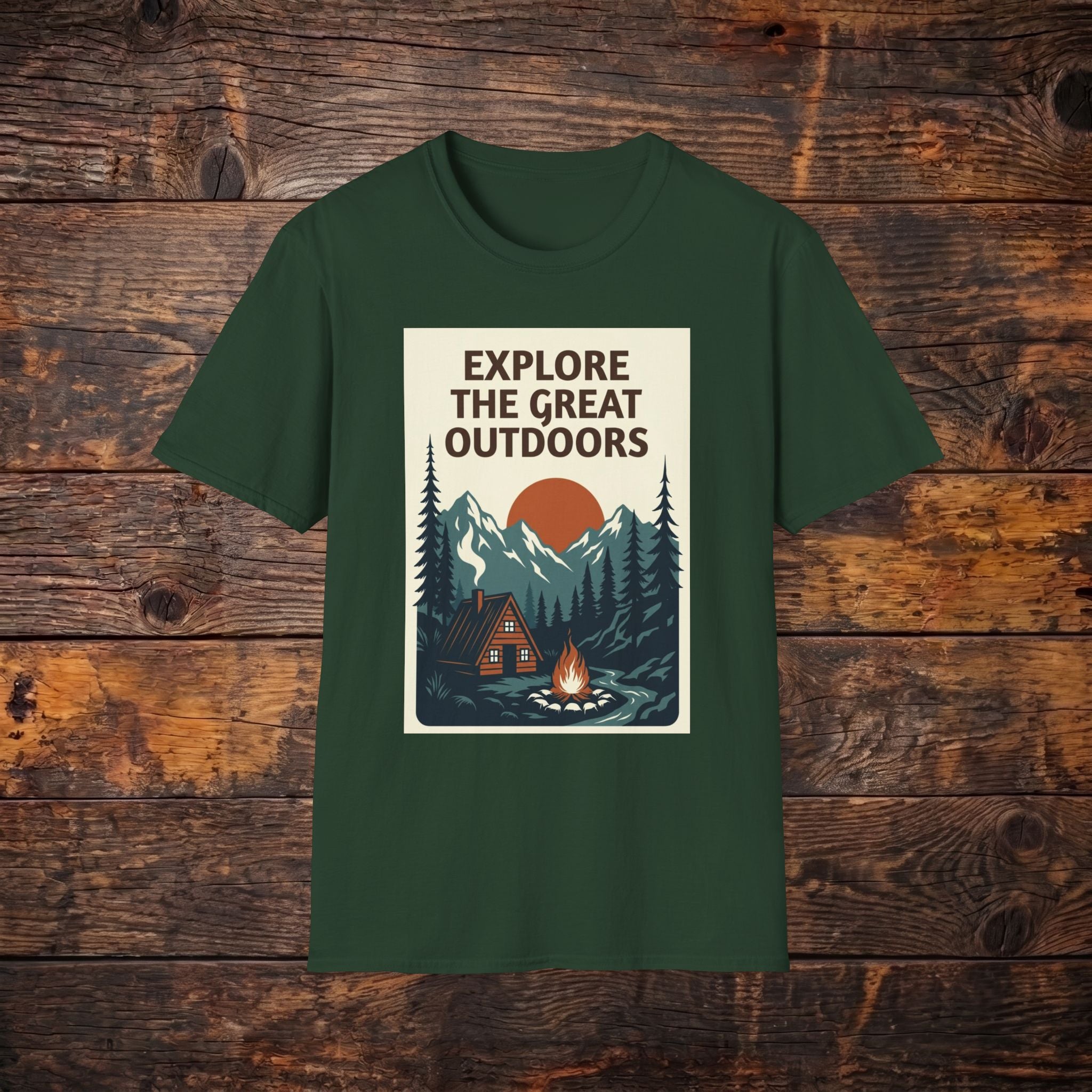Explore The Great Outdoors T-Shirt — Vintage Mountain Camping Tee