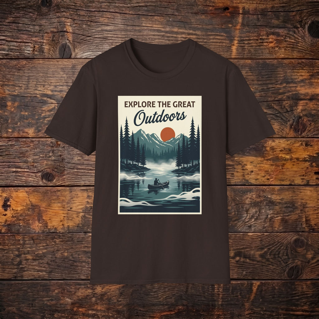 Explore The Great Outdoors T-Shirt — Vintage Mountain Camping Tee