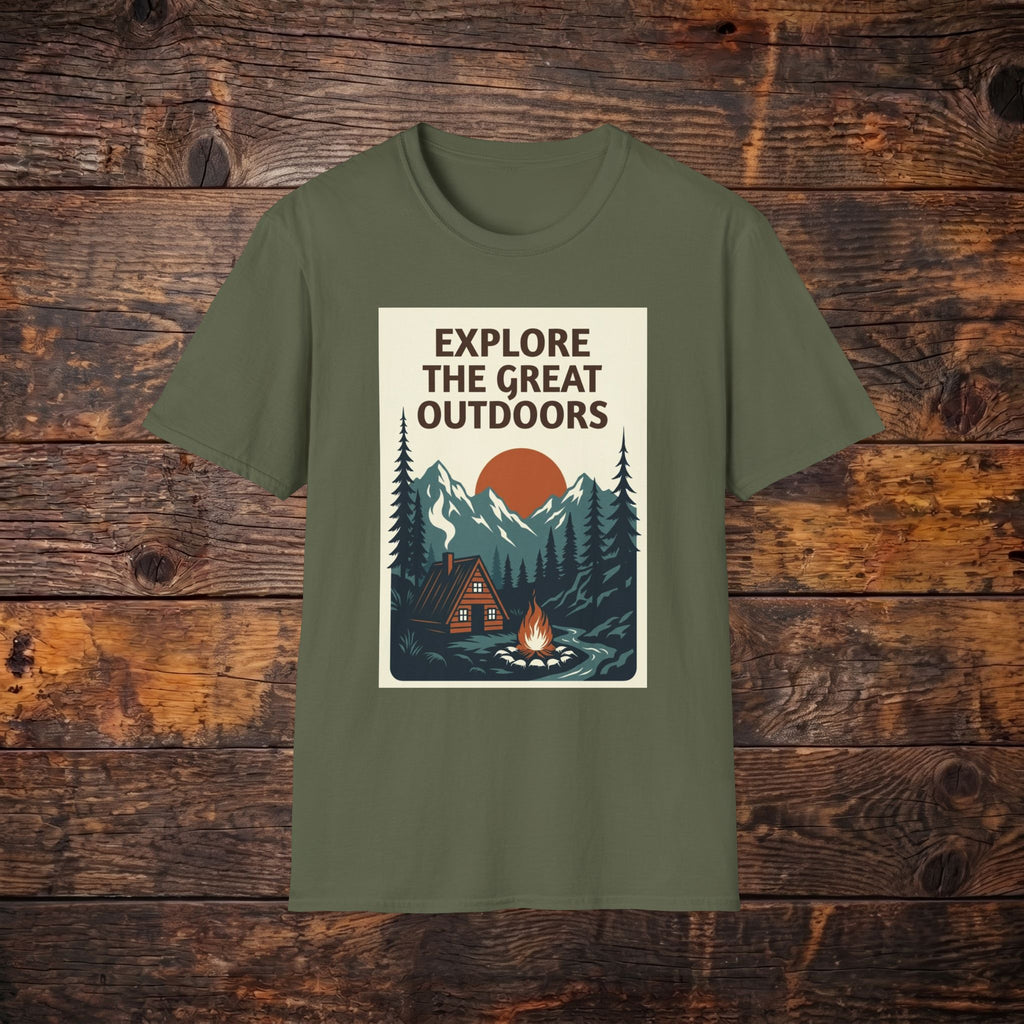 Explore The Great Outdoors T-Shirt — Vintage Mountain Camping Tee