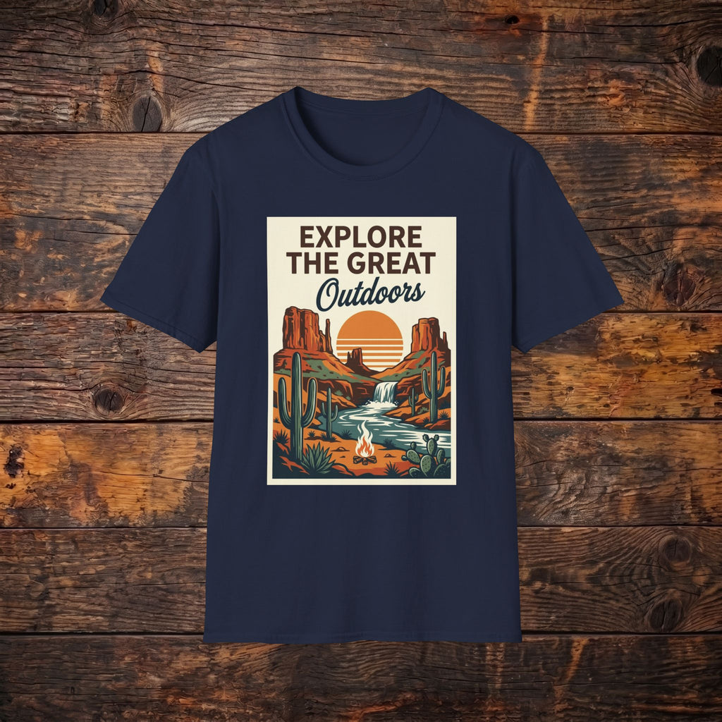 Explore The Great Outdoors T-Shirt — Retro Desert Adventure Tee