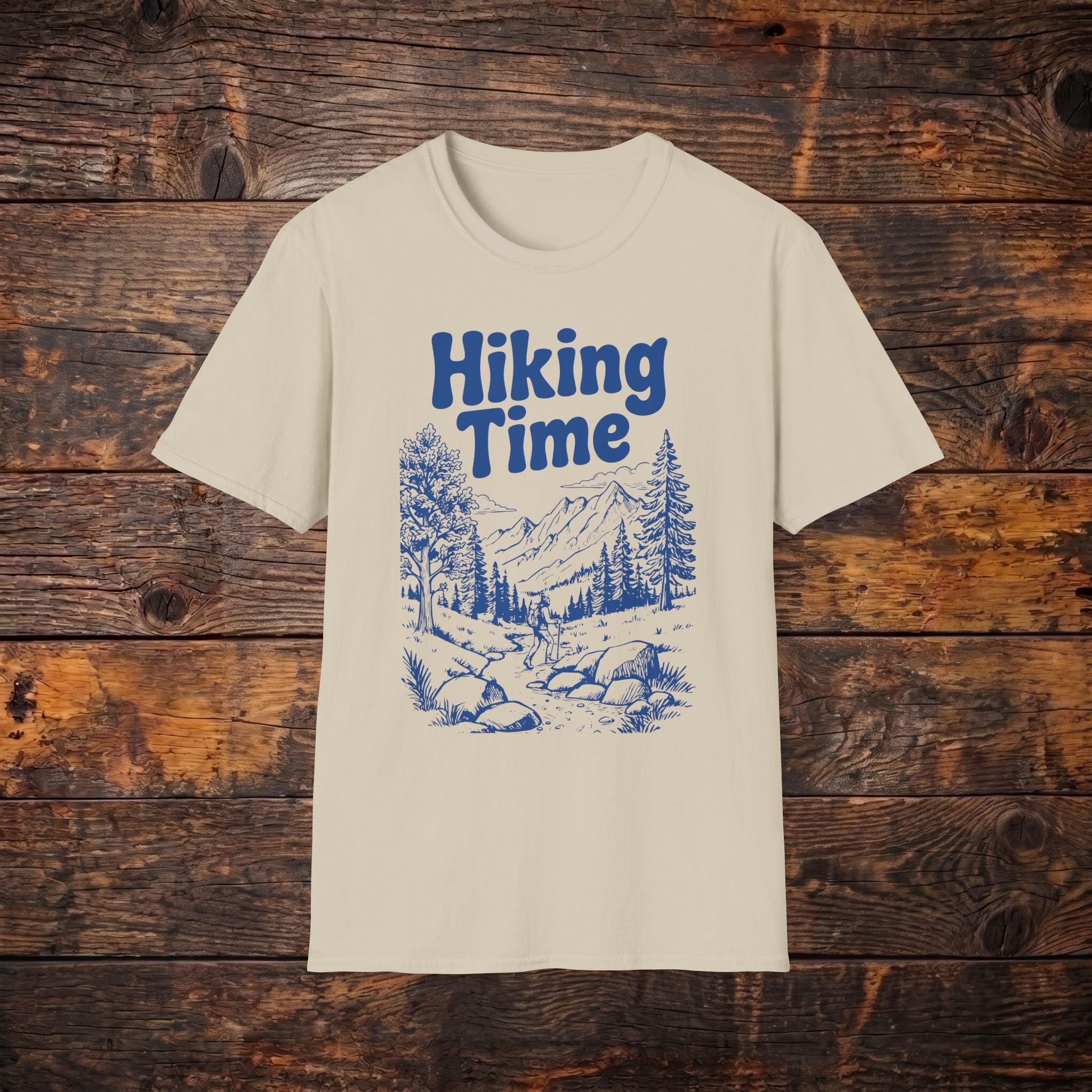 Hiking Time T‑Shirt — Retro Outdoor Mountains & Pines Tee
