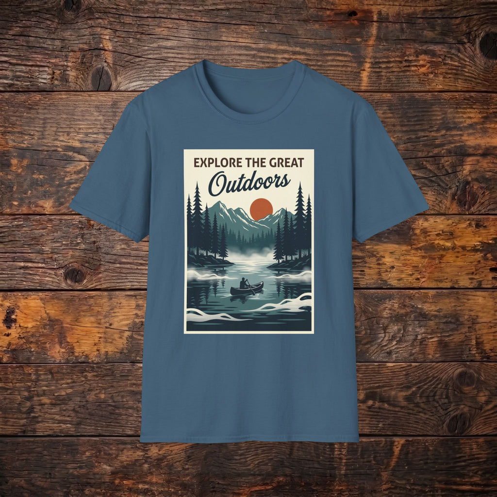 Explore The Great Outdoors T-Shirt — Vintage Mountain Camping Tee