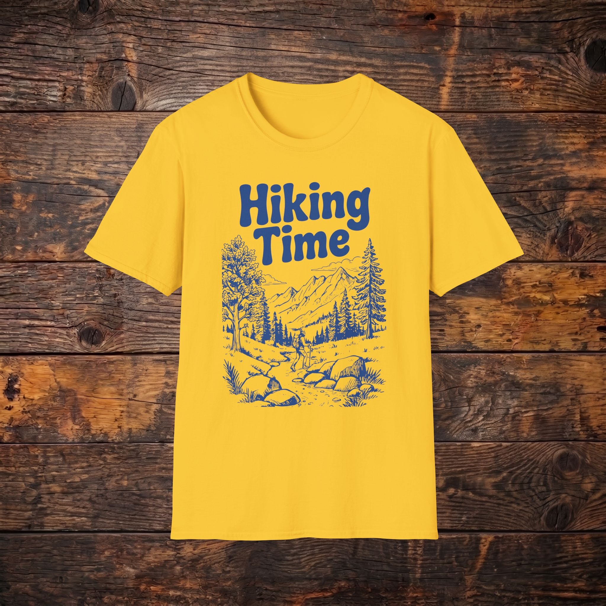 Hiking Time T‑Shirt — Retro Outdoor Mountains & Pines Tee