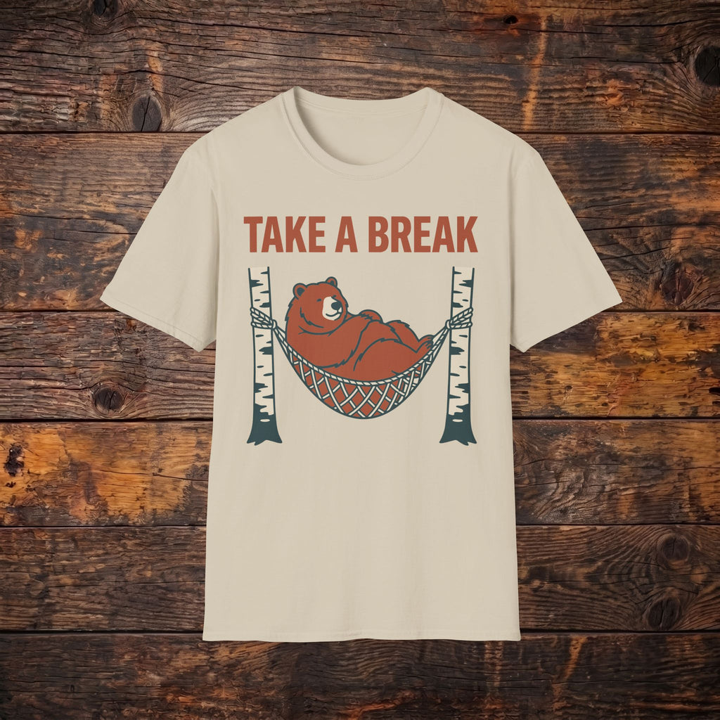 Take A Break Bear T-Shirt — Relaxing Hammock Graphic Tee
