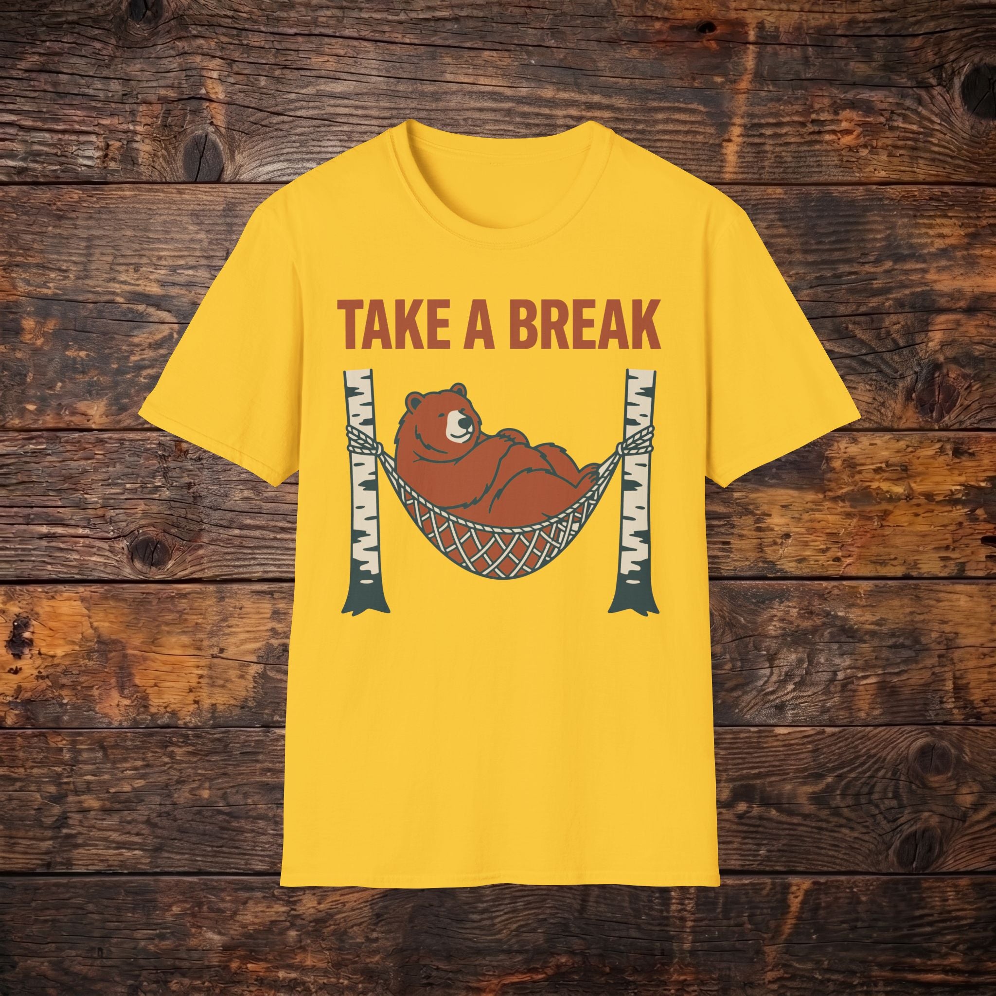 Take A Break Bear T-Shirt — Relaxing Hammock Graphic Tee