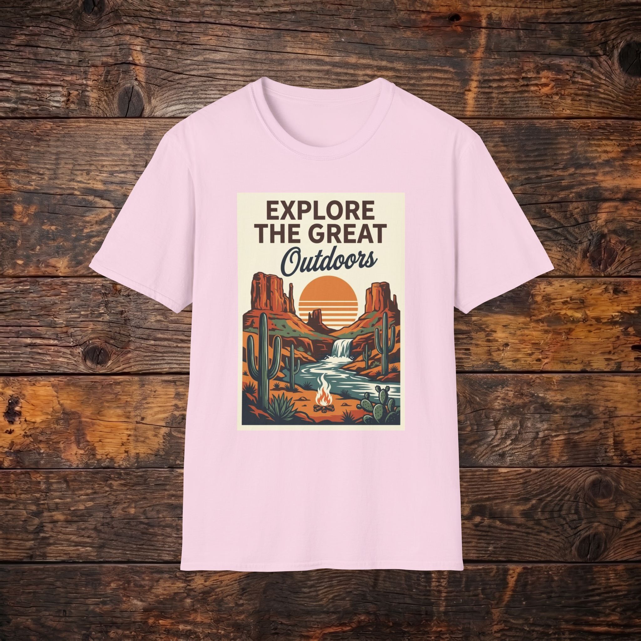 Explore The Great Outdoors T-Shirt — Retro Desert Adventure Tee