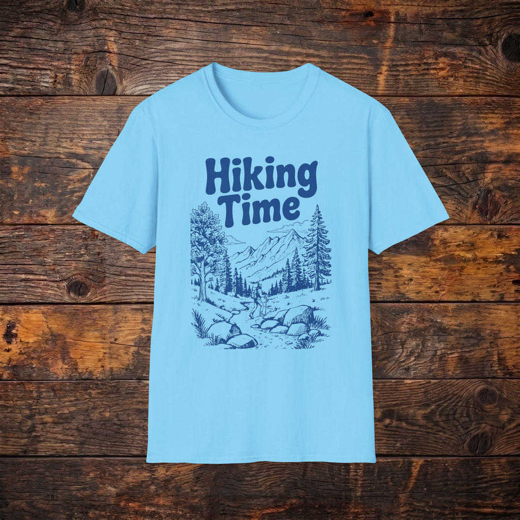Hiking Time T‑Shirt — Retro Outdoor Mountains & Pines Tee
