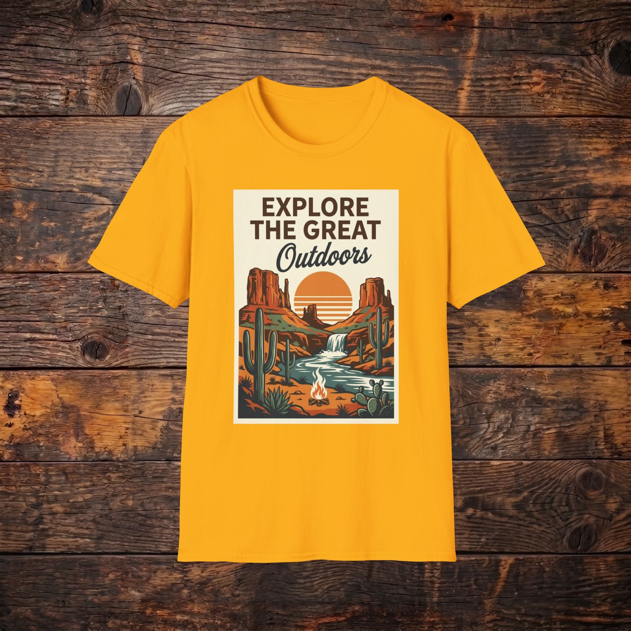 Explore The Great Outdoors T-Shirt — Retro Desert Adventure Tee