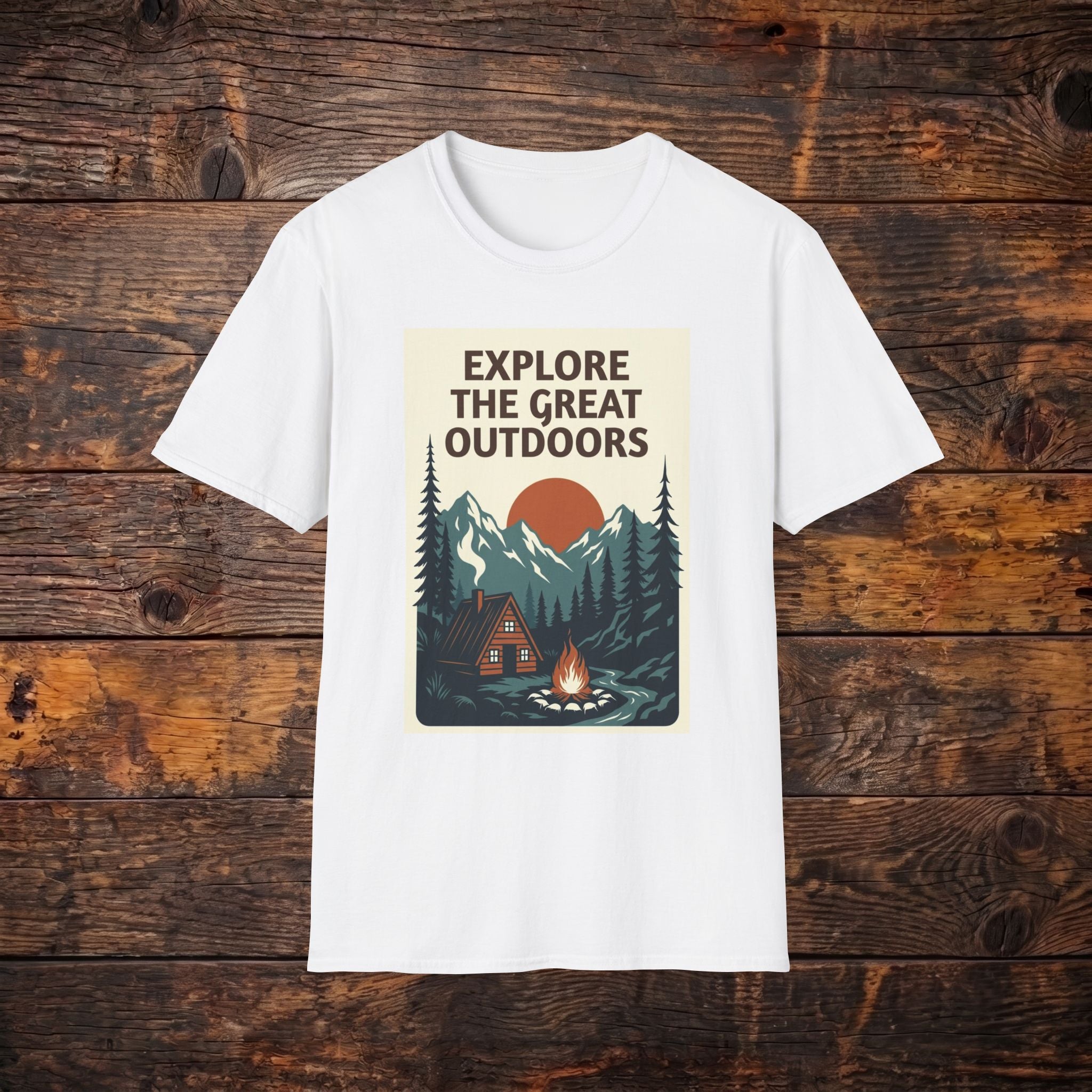 Explore The Great Outdoors T-Shirt — Vintage Mountain Camping Tee
