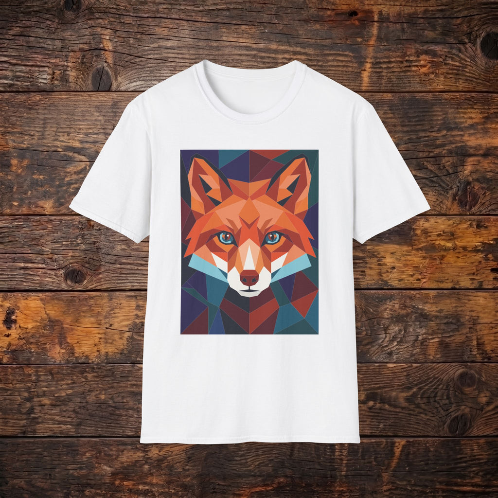 Geometric Fox Graphic T-Shirt — Colorful Polygon Fox Face Tee