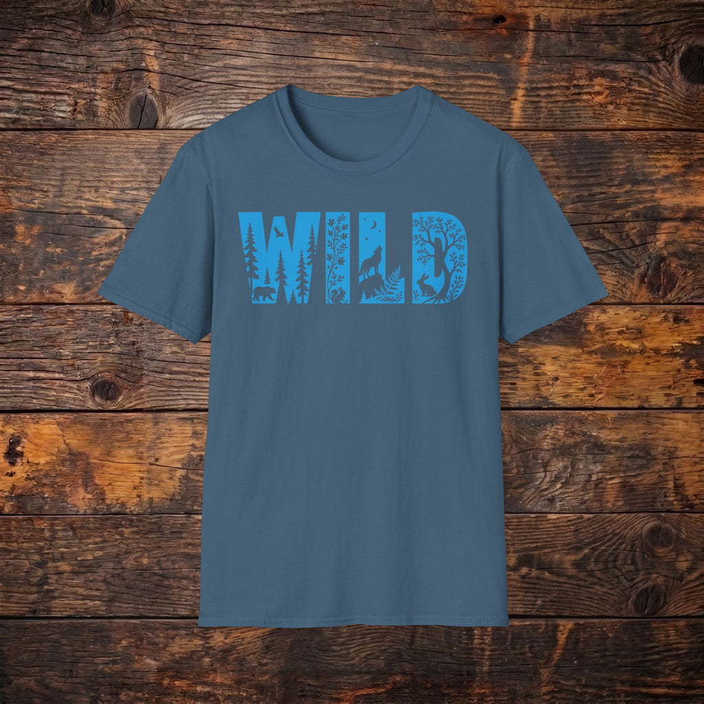 WILD Nature Graphic T-Shirt — Blue Wilderness Lettering