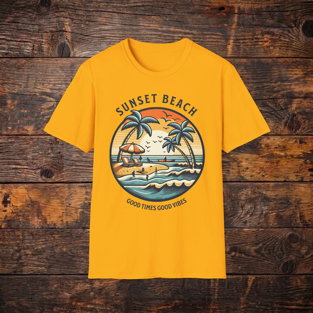 Sunset Beach T-Shirt — Retro Palm Beach Graphic Tee