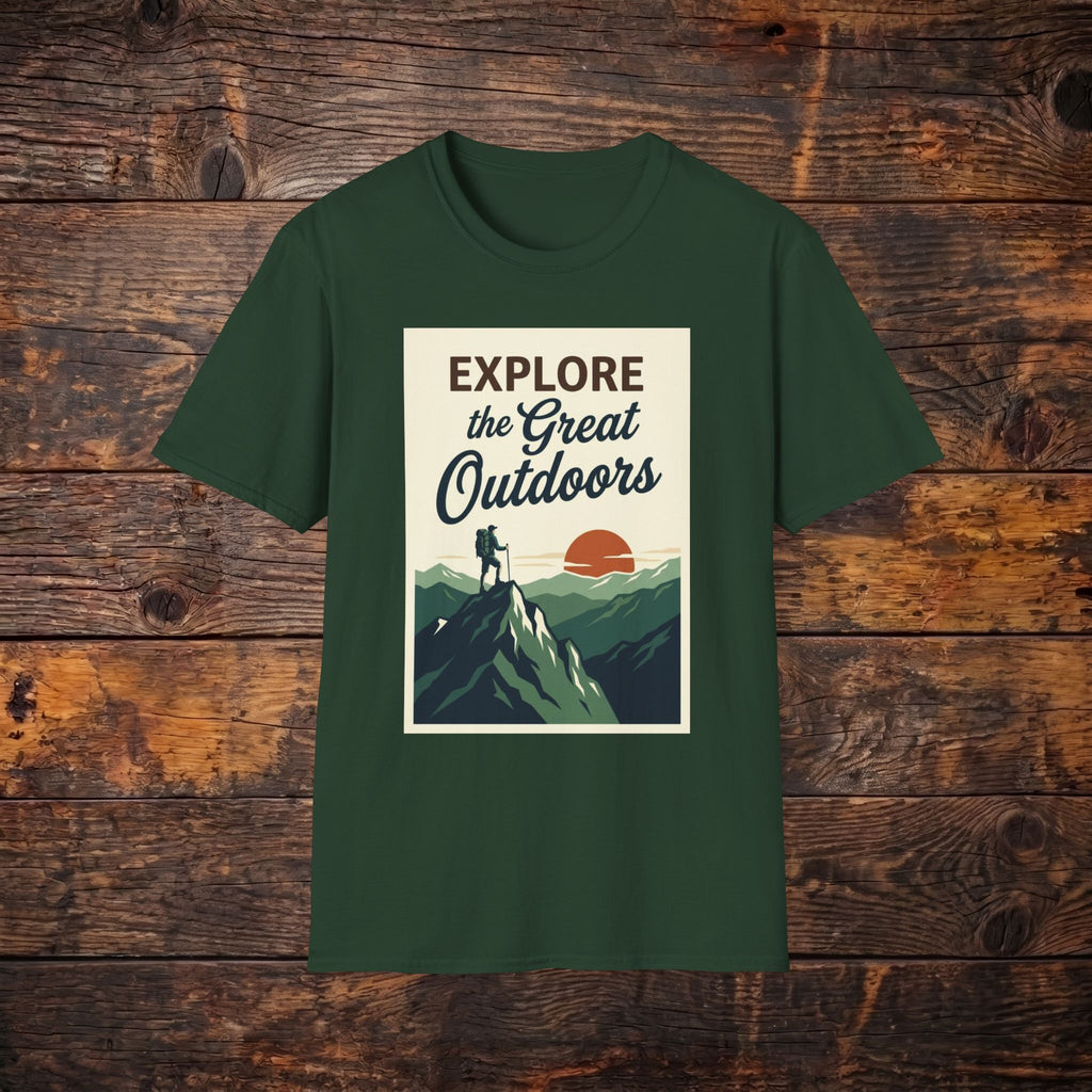 Explore the Great Outdoors T-Shirt — Vintage Mountain Adventure Tee