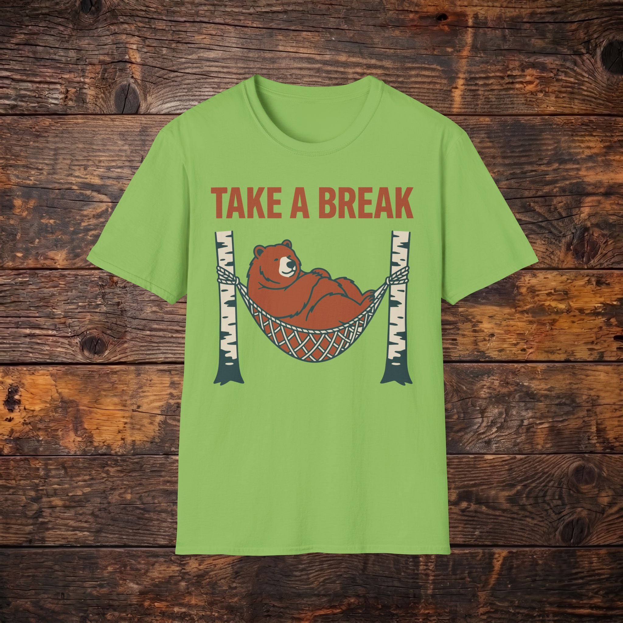 Take A Break Bear T-Shirt — Relaxing Hammock Graphic Tee