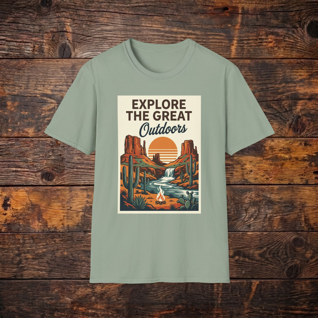 Explore The Great Outdoors T-Shirt — Retro Desert Adventure Tee