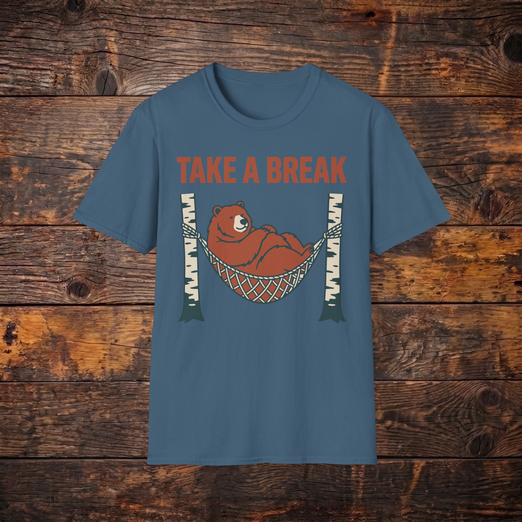 Take A Break Bear T-Shirt — Relaxing Hammock Graphic Tee