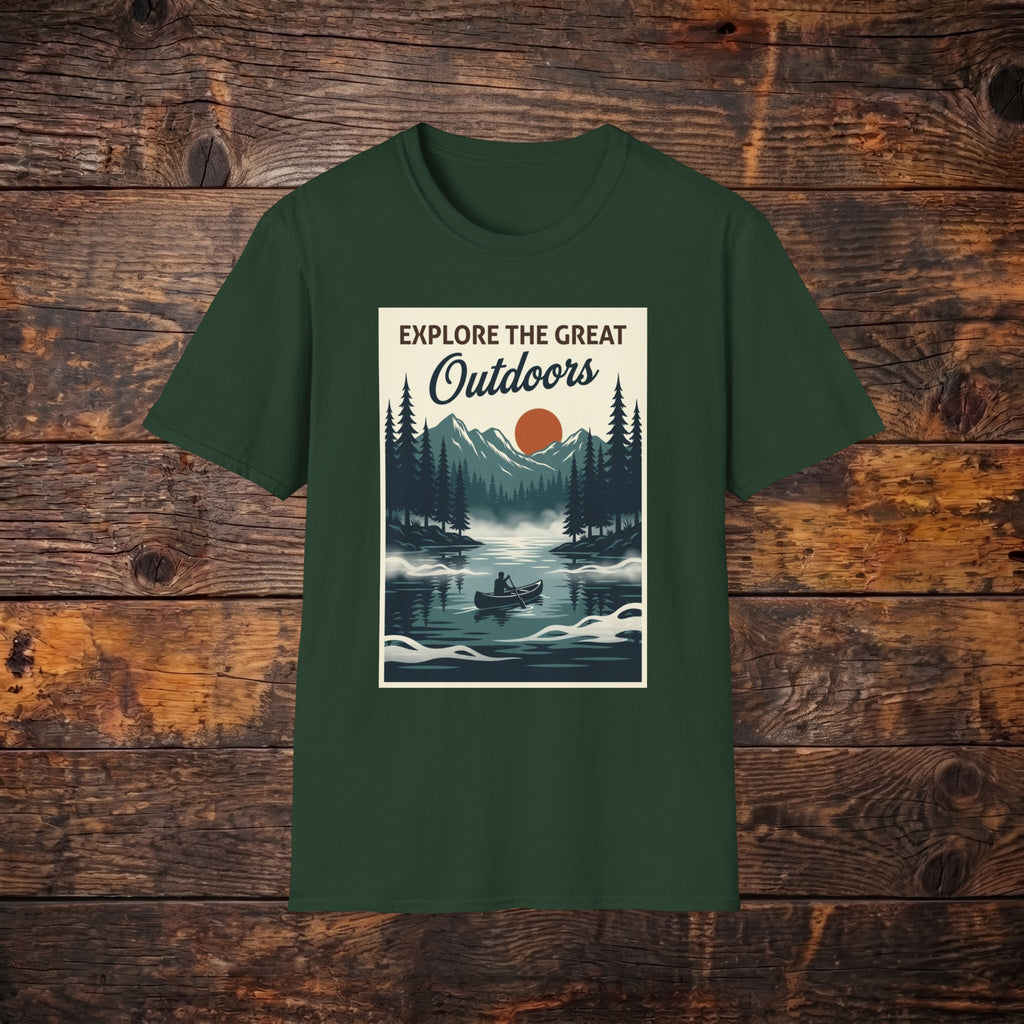 Explore The Great Outdoors T-Shirt — Vintage Mountain Camping Tee