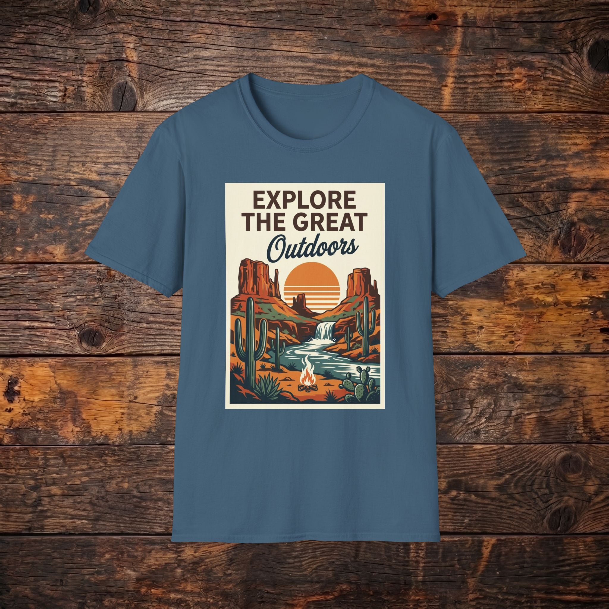 Explore The Great Outdoors T-Shirt — Retro Desert Adventure Tee